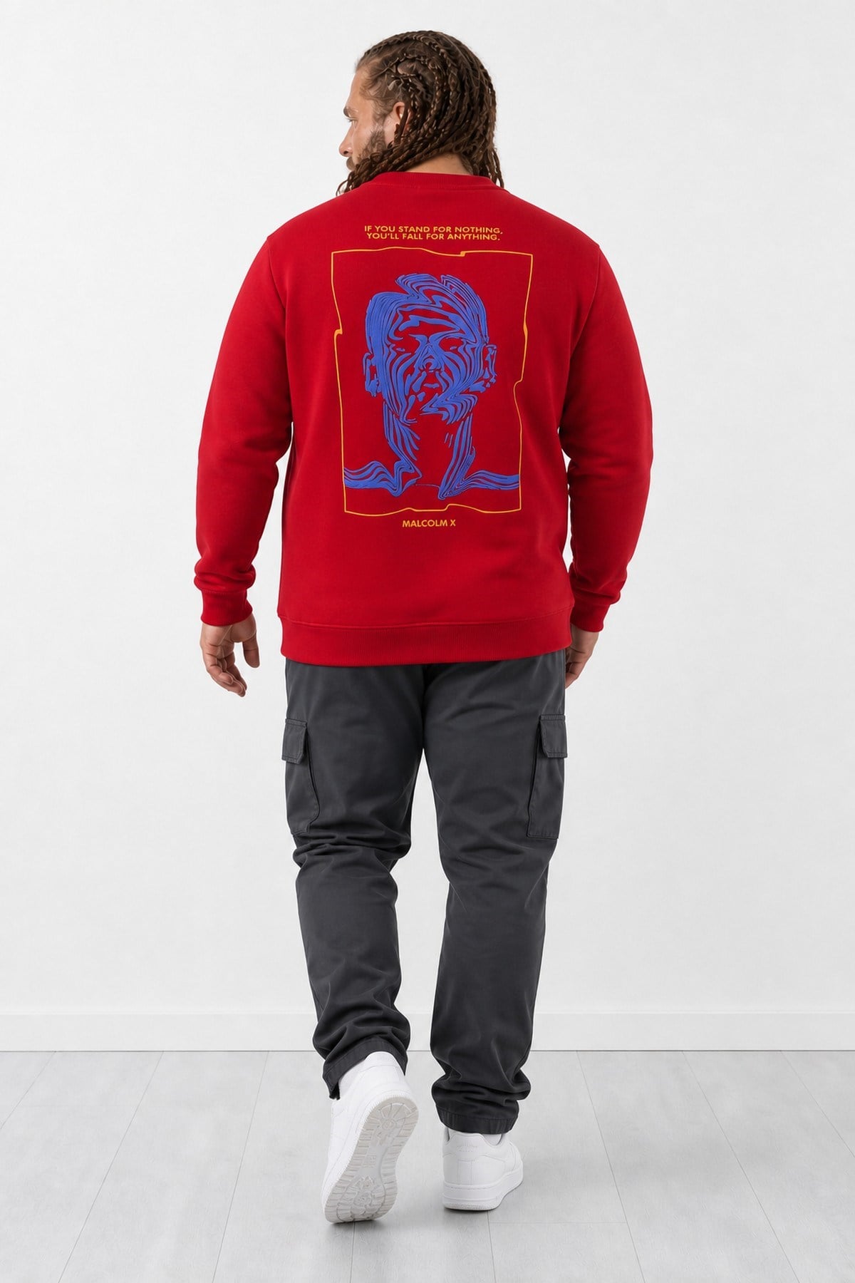 Starbattal Büyük Beden Erkek Sweat MalcolmX 22735 BORDO