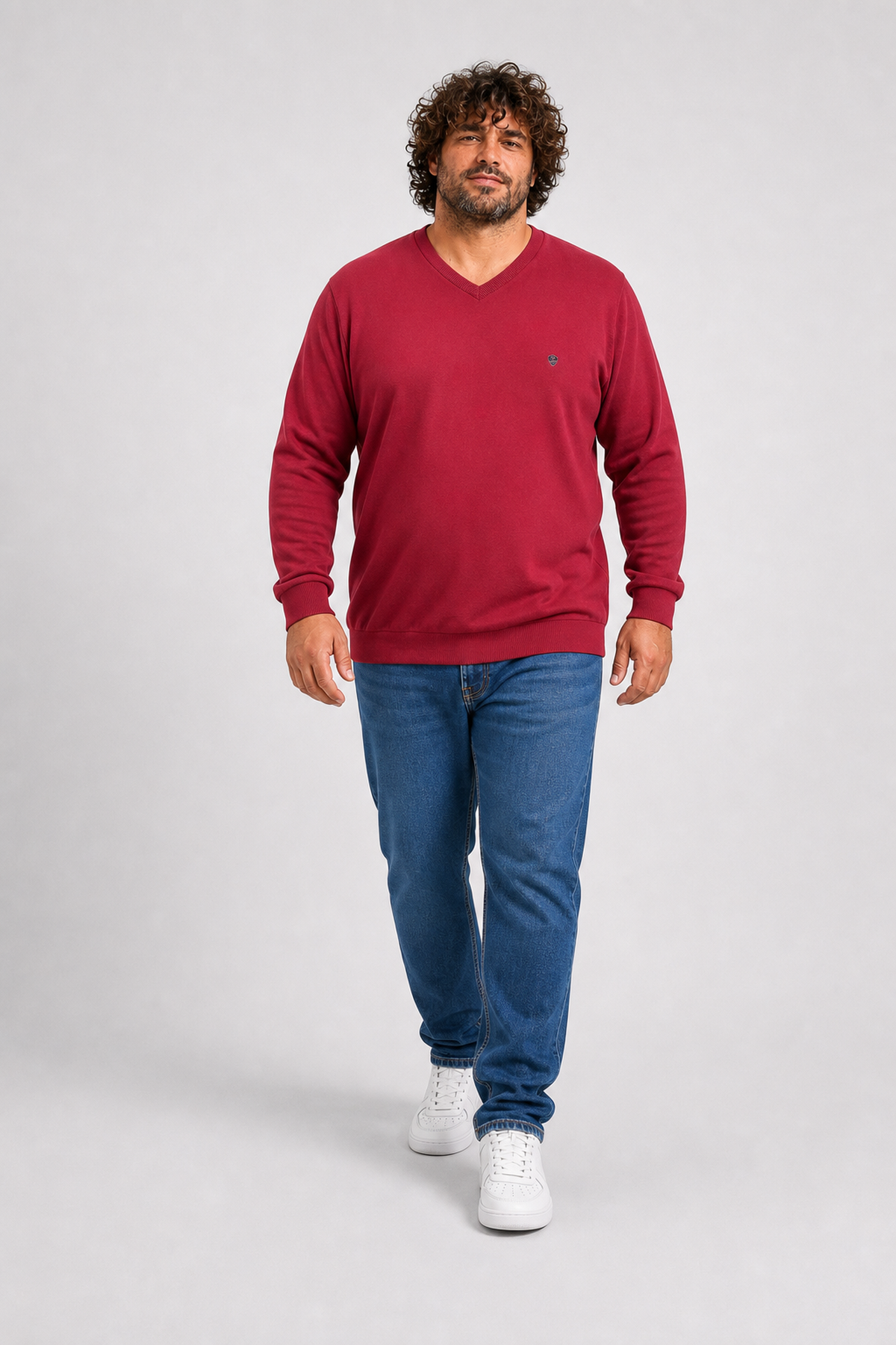 Starbattal Büyük Beden Selanik V Yaka Classic Sweat 23201 BORDO