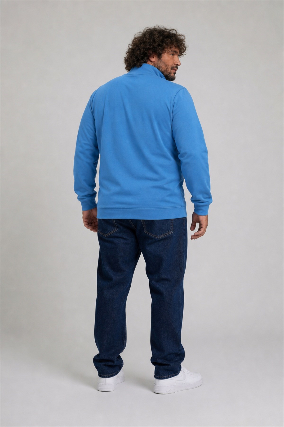 Starbattal Büyük Beden Basic Mevsimlik Fermuarlı Sweatshirt 22750 SAKS