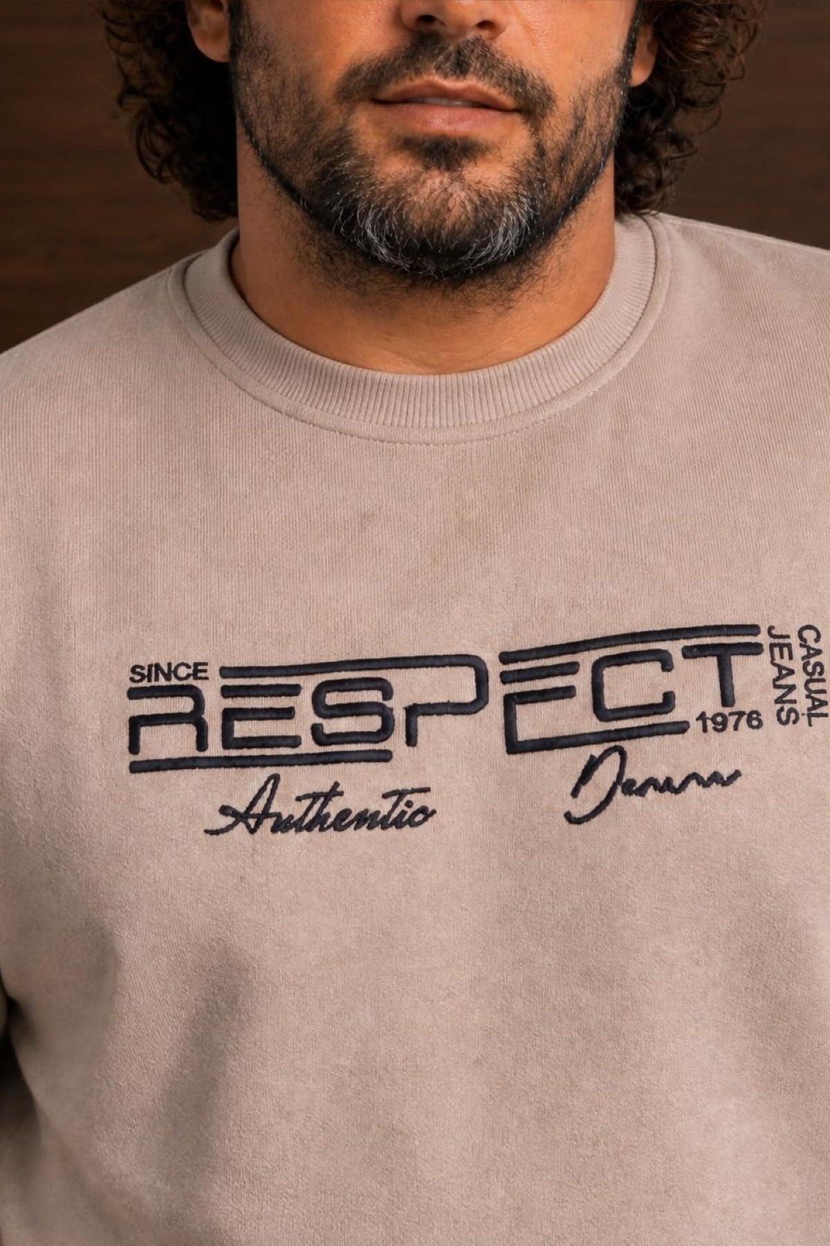 Starbattal Erkek Büyük Beden Sıfır Yaka 3ip Sweat Respect 24205 CAMEL