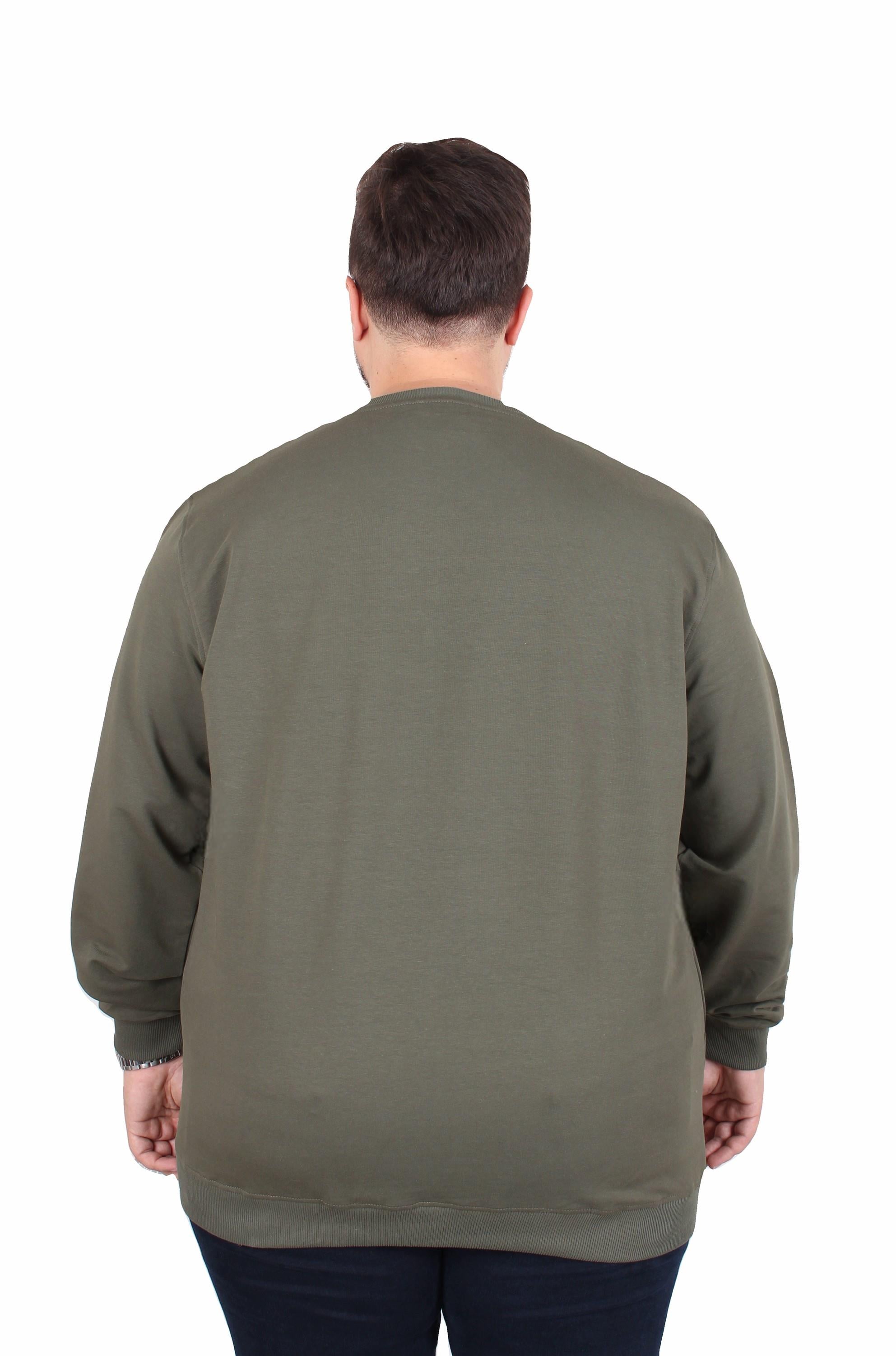 Starbattal Büyük Beden Sıfır Yaka Classic Sweat 23216 HAKI