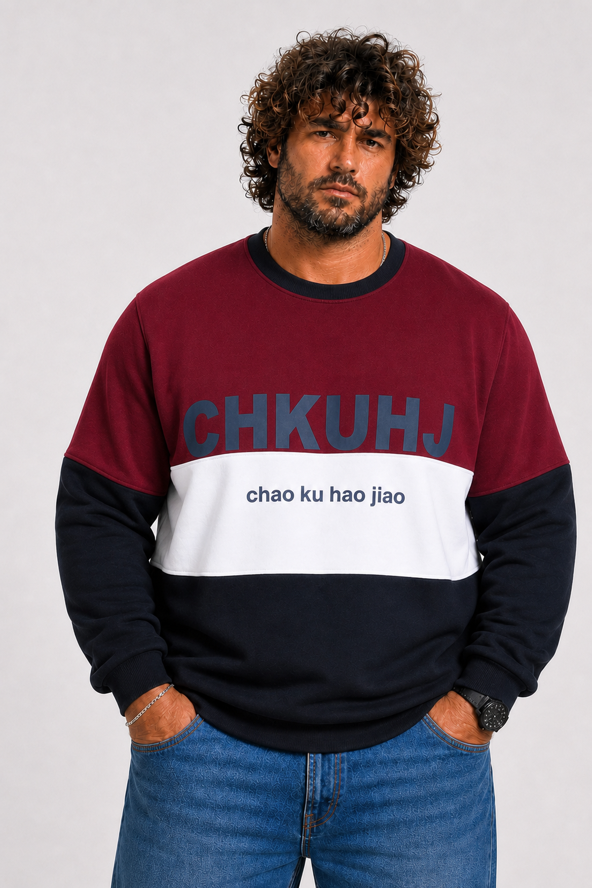 Starbattal Büyük Beden Bisiklet Yaka 3ip Sweat Chao Ku 25721 MURDUM