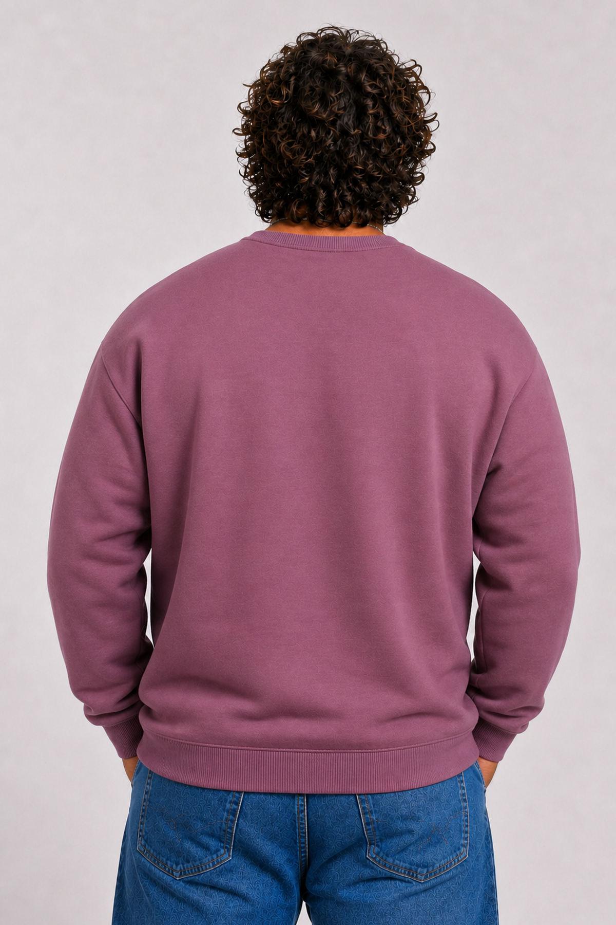 Starbattal Erkek Büyük Beden Sıfır Yaka 3ip Sweat Black 24202 Eflatun