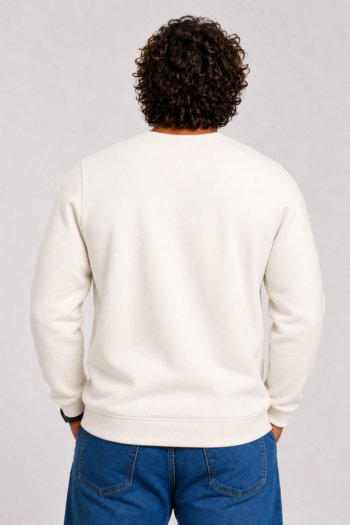 Starbattal Erkek Büyük Beden Sıfır Yaka 3ip Sweat Black 24202 EKRU