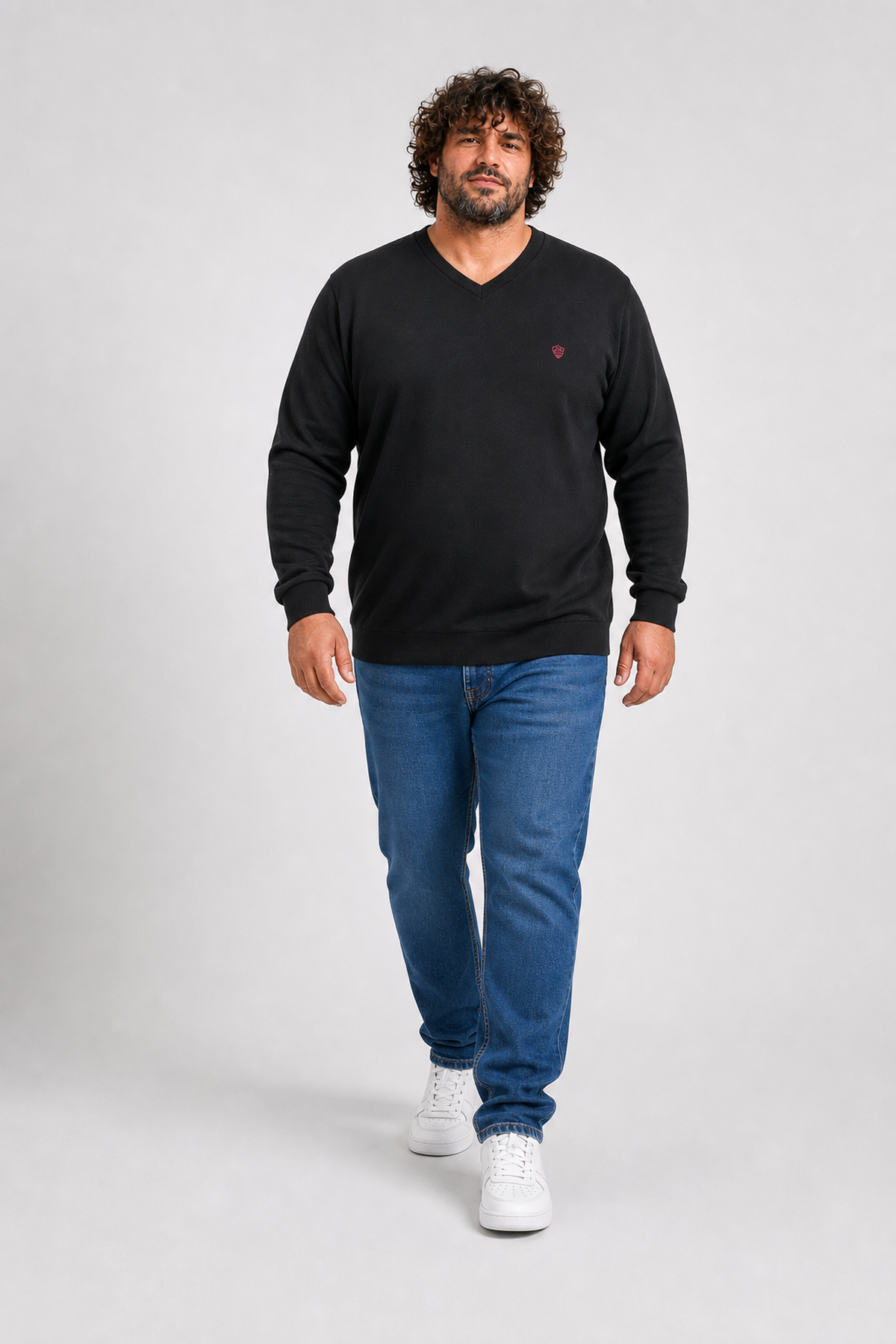Starbattal Büyük Beden Selanik V Yaka Classic Sweat 23201 SIYAH
