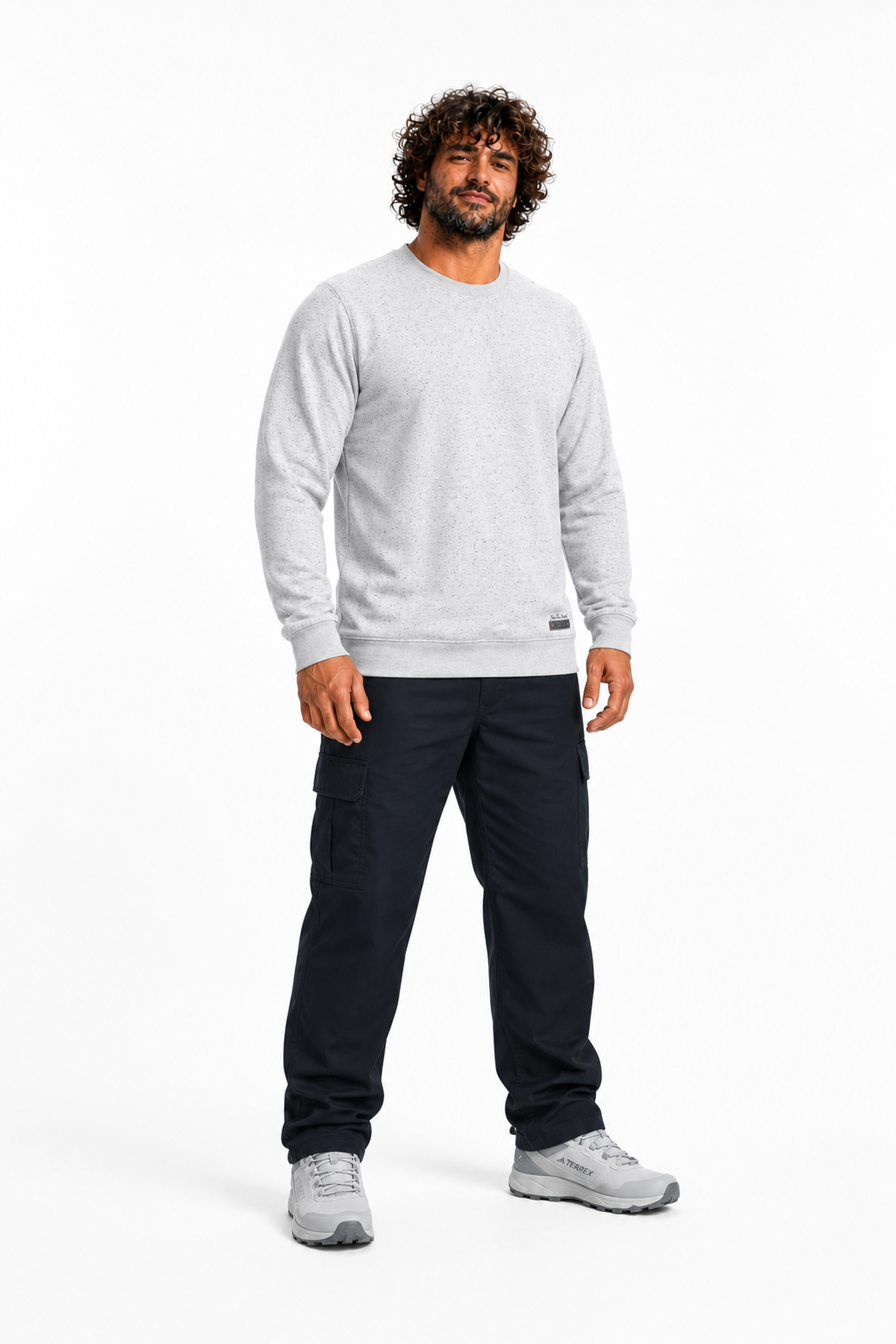 Starbattal Büyük Beden Sweatshirt Bisiklet Yaka Deri Arma 22703-2135