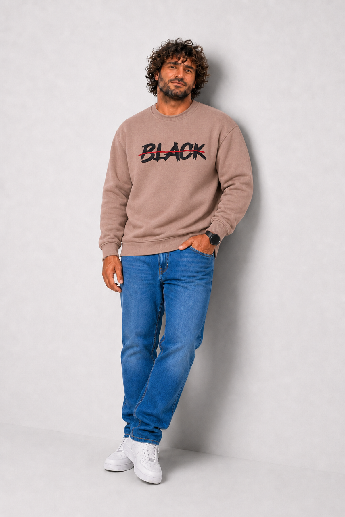 Starbattal Erkek Büyük Beden Sıfır Yaka 3ip Sweat Black 24202 S.KAHVE