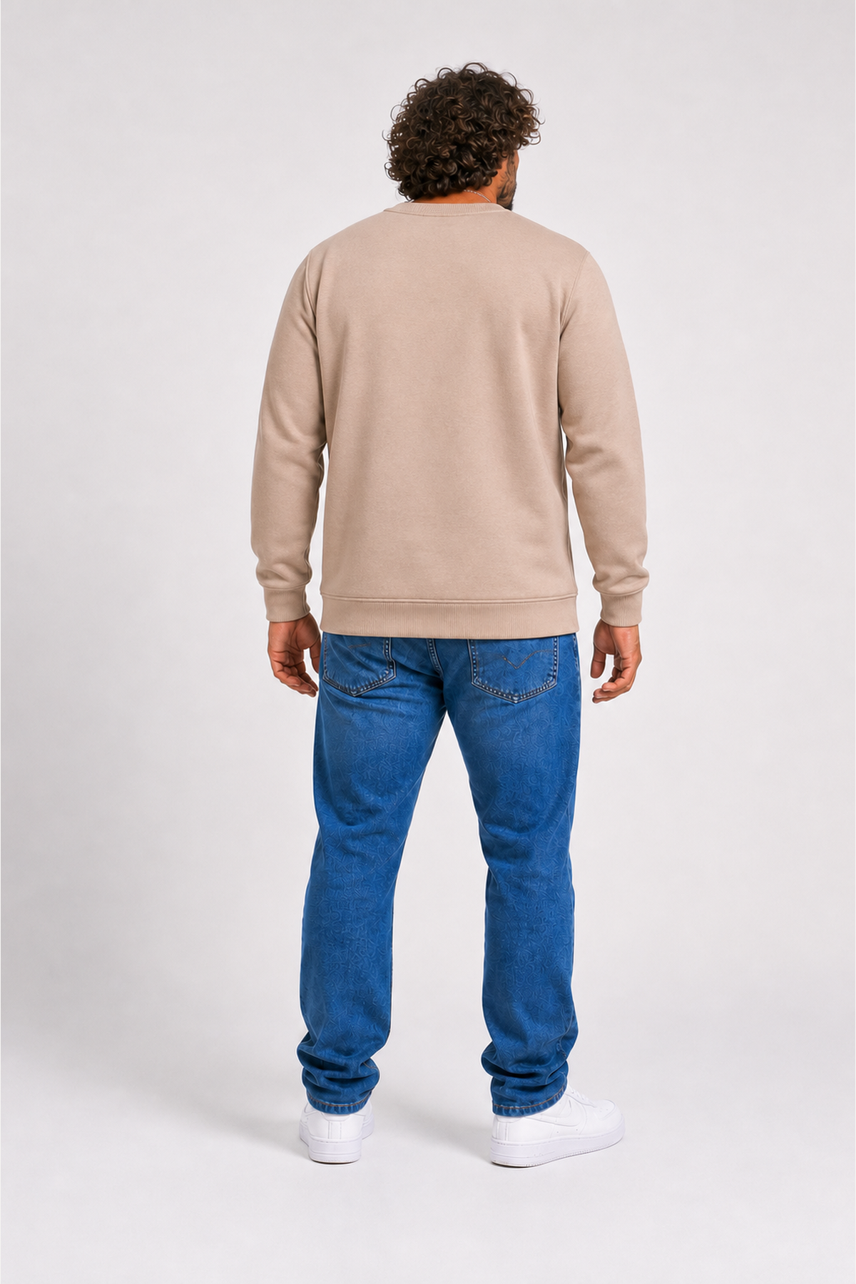 Starbattal Erkek Büyük Beden Sıfır Yaka 3ip Sweat London 24208 CAMEL
