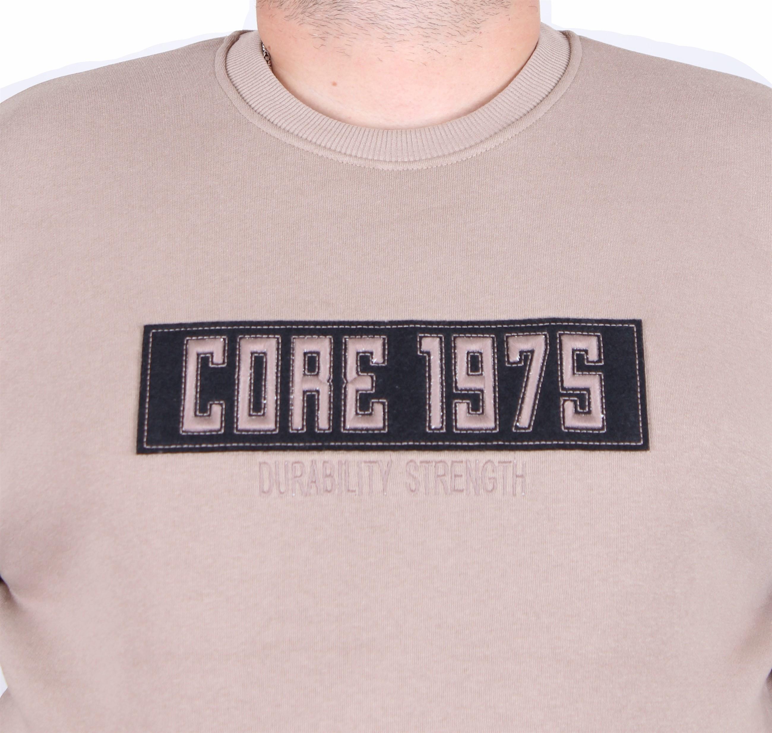 Starbattal Erkek Büyük Beden Sıfır Yaka 3ip Sweat Core 1975 24209 CAMEL