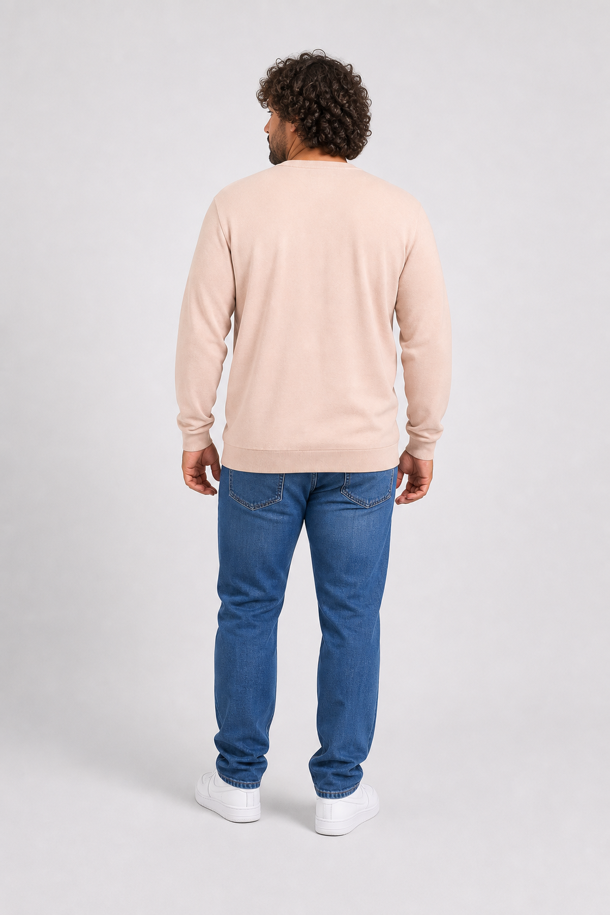 Starbattal Büyük Beden Selanik V Yaka Classic Sweat 23201 BEJ