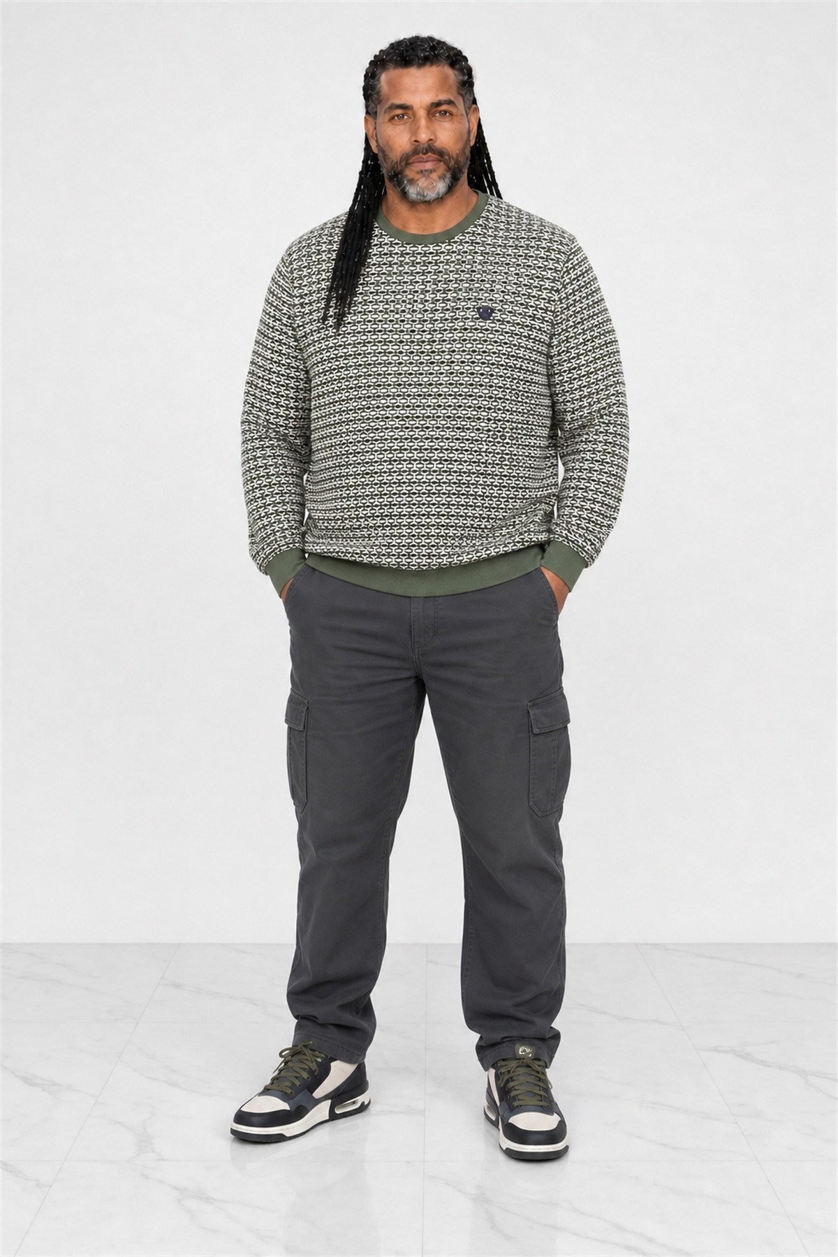 Starbattal Büyük Beden Erkek Bisiklet Yaka Sweatshirt 22715-771