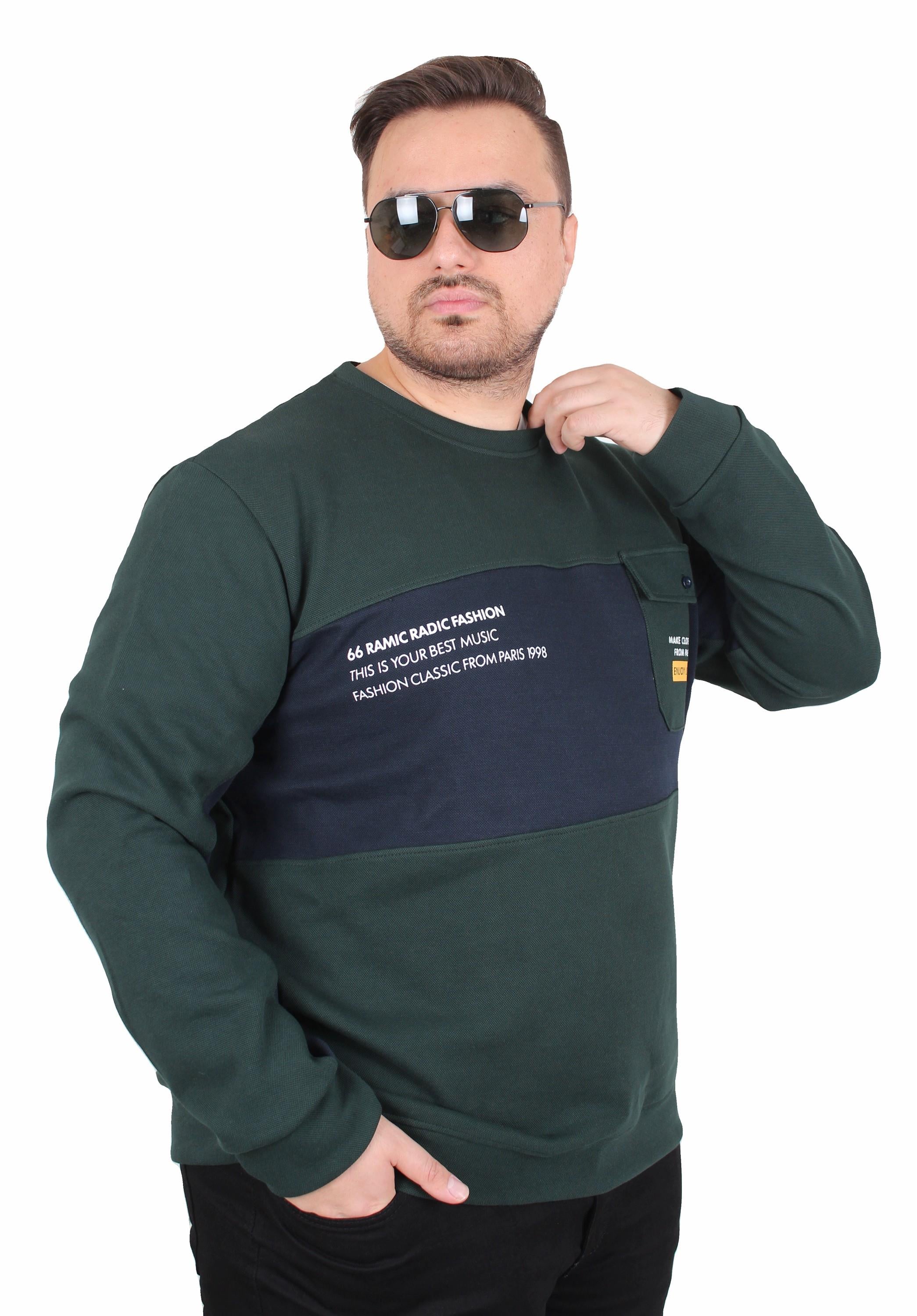 Starbattal Büyük Beden Bisiklet Yaka Cepli Sweat Double Face Pike 25702 NEFTI