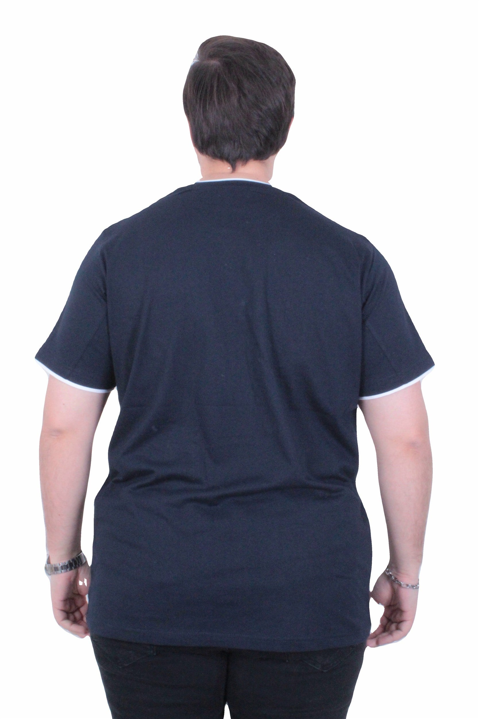 Starbattal Erkek Büyük Beden Sıfır Yaka Tişört Cepli 26143 LACIVERT