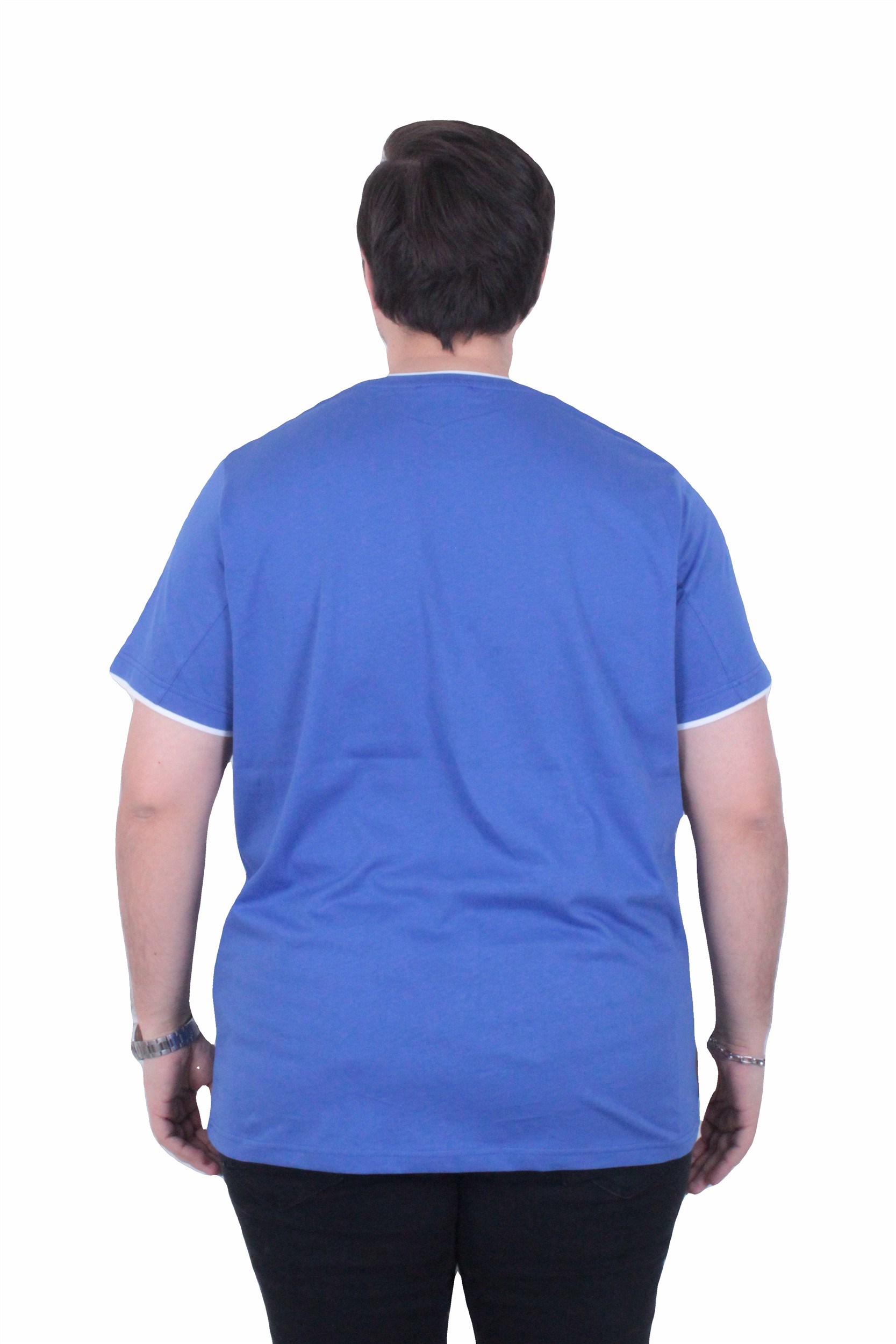 Starbattal Erkek Büyük Beden Sıfır Yaka Tişört Cepli 26143 SAKS