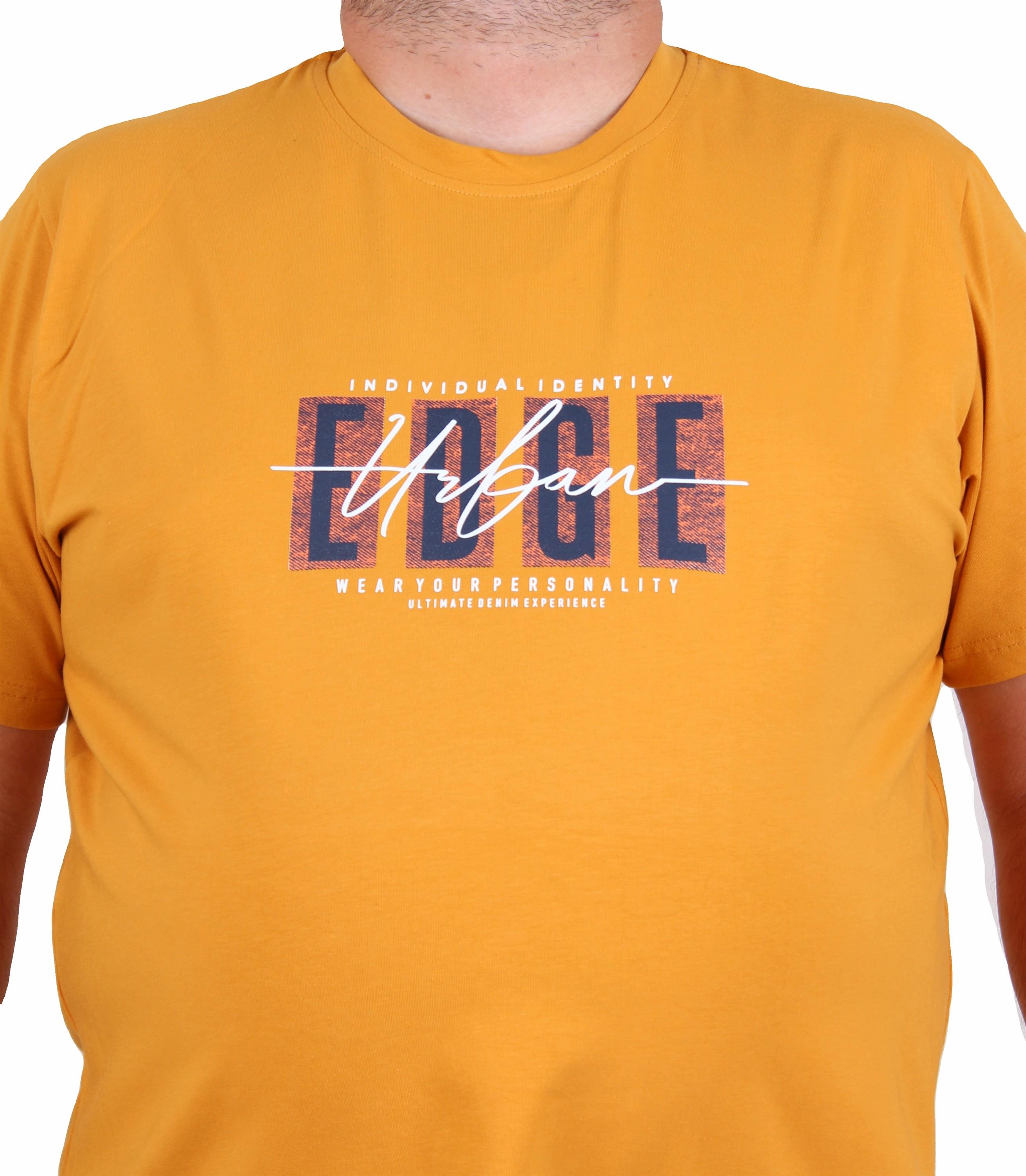 Starbattal Erkek Büyük Beden Sıfır Yaka Tişört Edge 25190 HARDAL
