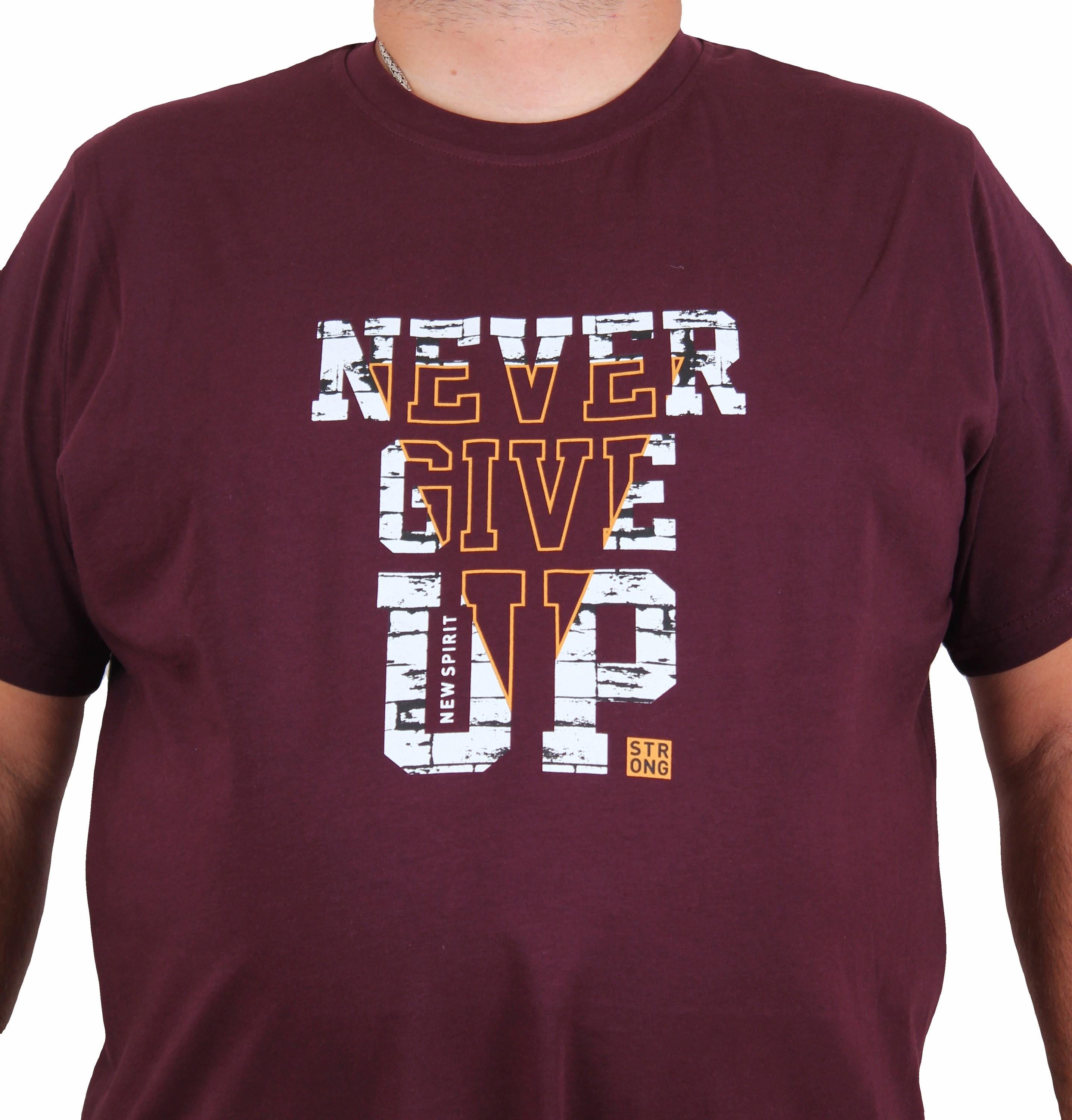 Starbattal Erkek Büyük Beden Sıfır Yaka Tişört Never Give Up 25182 MURDUM