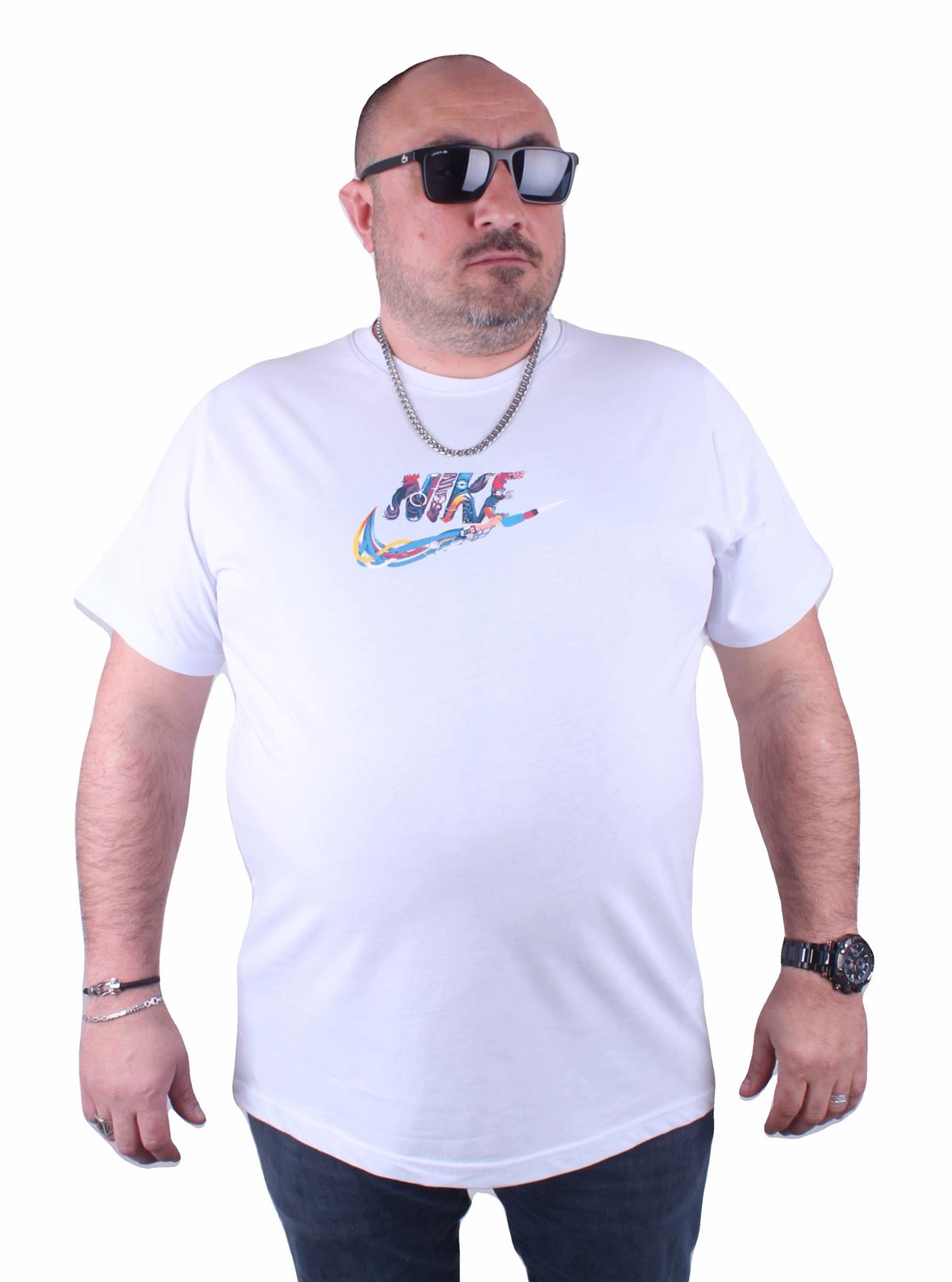 Erkek Büyük Beden Sıfır Yaka Tişört 23168 BEYAZ