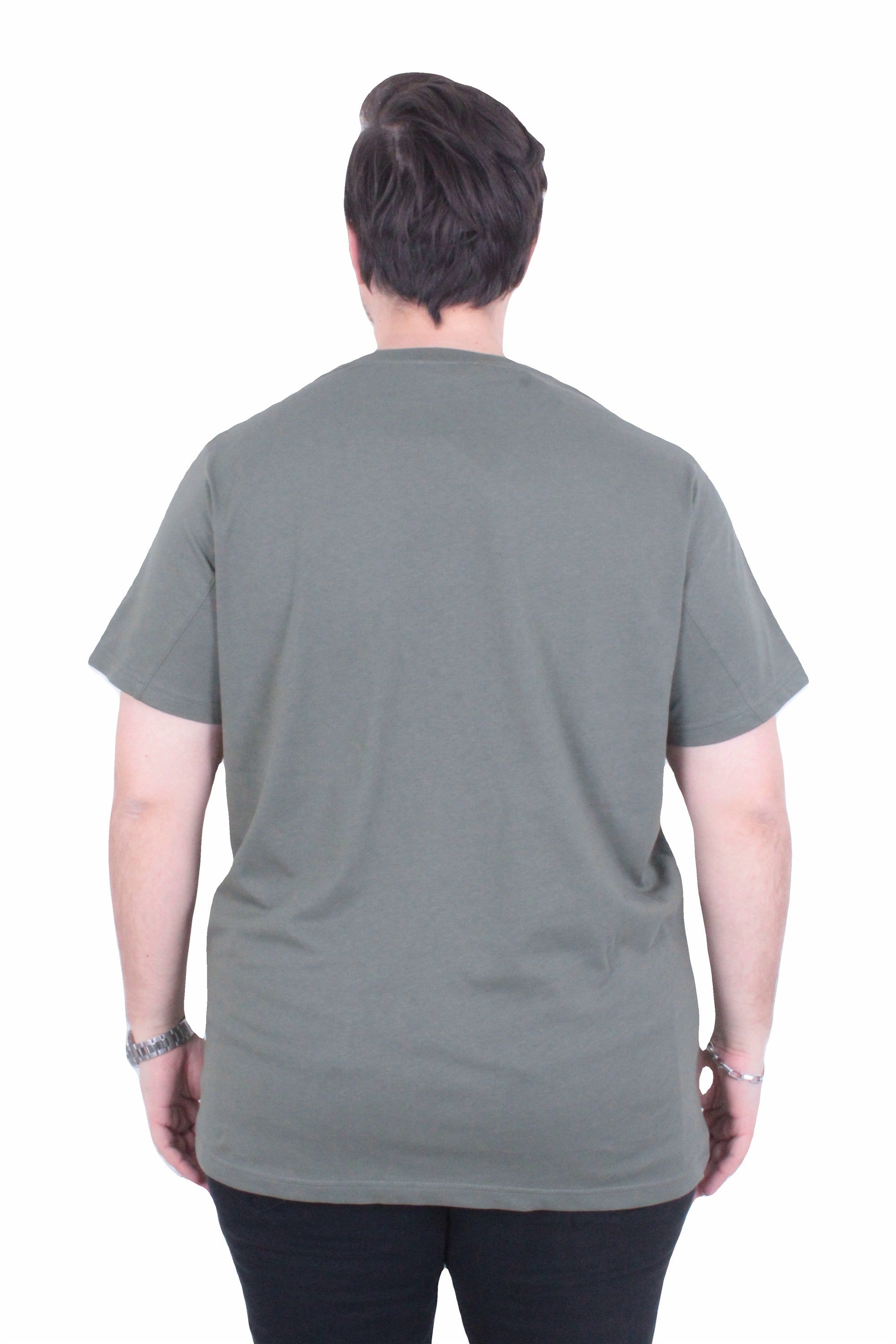 Starbattal Erkek Büyük Beden Sıfır Yaka Tişört Courageous 26146 HAKI