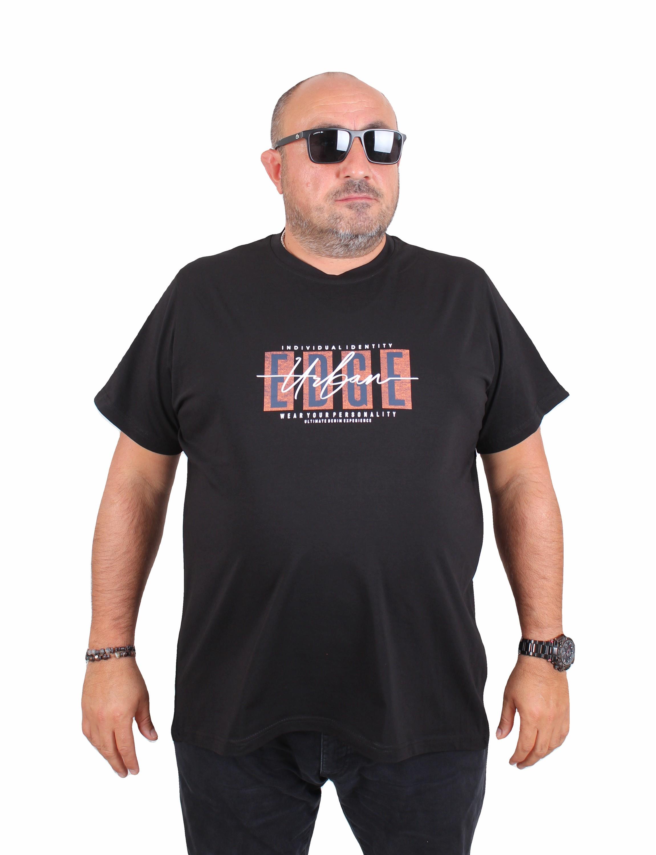 Starbattal Erkek Büyük Beden Sıfır Yaka Tişört Edge 25190 SIYAH