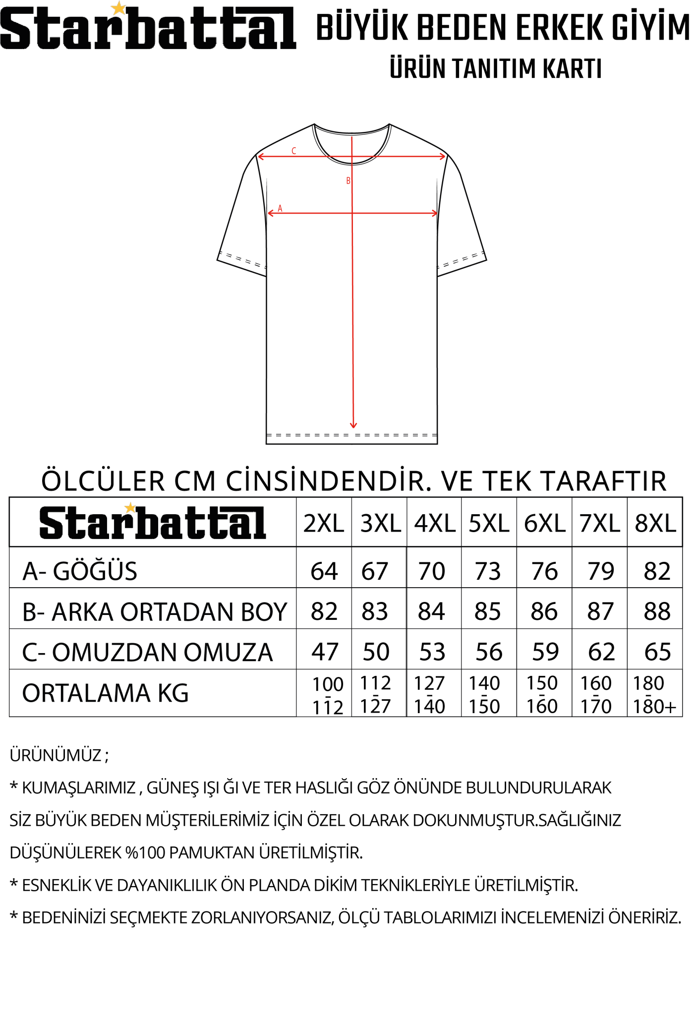 Starbattal Erkek Büyük Beden Sıfır Yaka Tişört İn Possible 25147 SIYAH