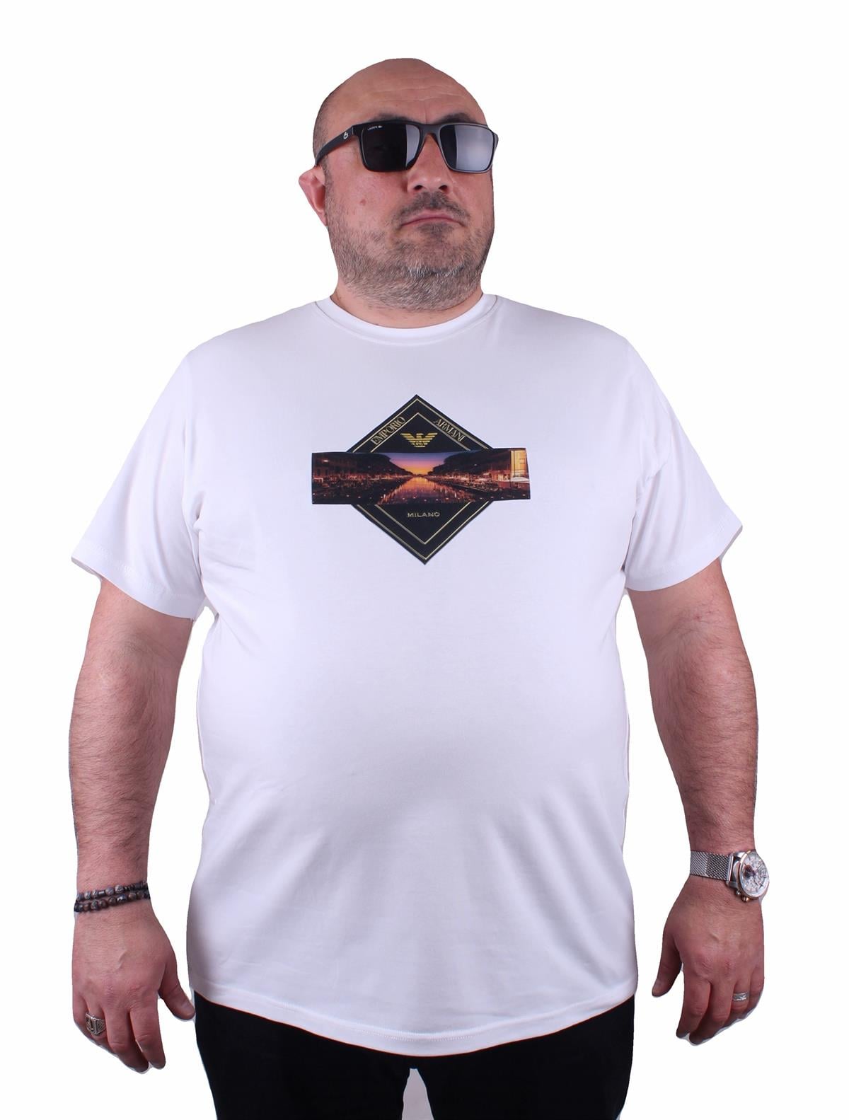 EA Sıfır Yaka Tişört 23152 BEYAZ