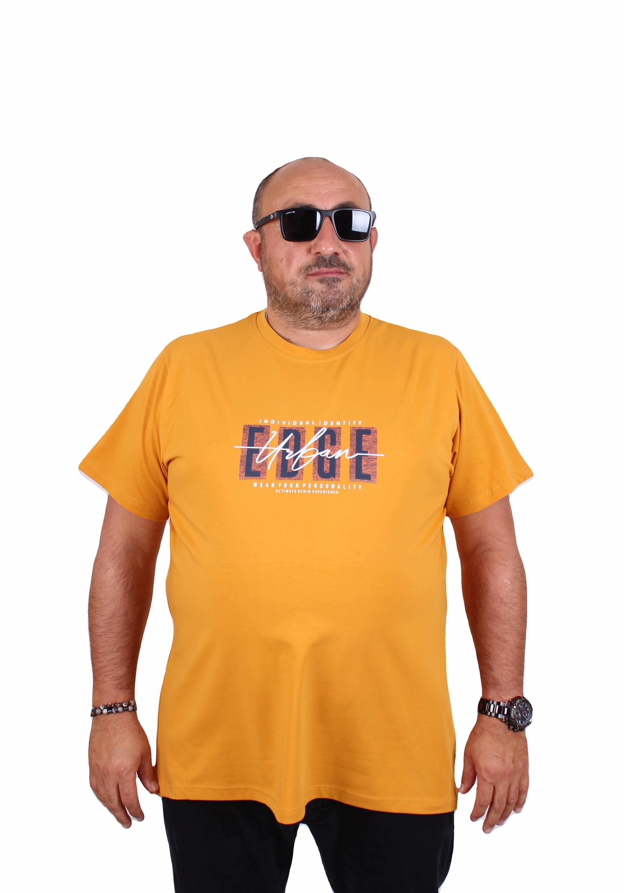 Starbattal Erkek Büyük Beden Sıfır Yaka Tişört Edge 25190 HARDAL