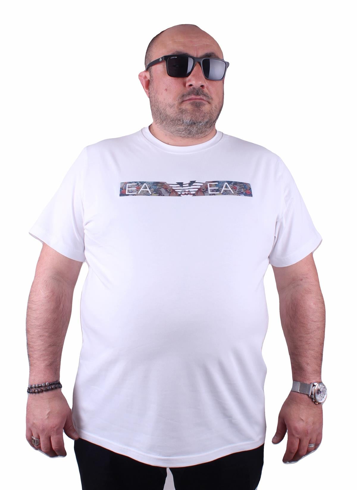 EA Sıfır Yaka Tişört 23156 BEYAZ