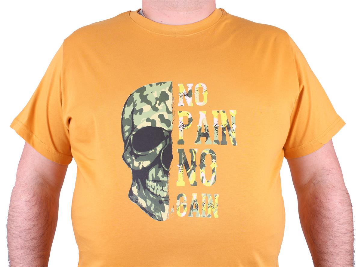 Starbattal Büyük Beden Erkek Sıfır Yaka Tişört No Gain 23126 HARDAL