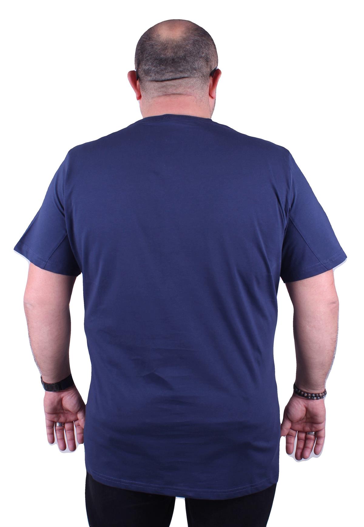 Erkek Büyük Beden Sıfır Yaka Tişört 23170 Marin