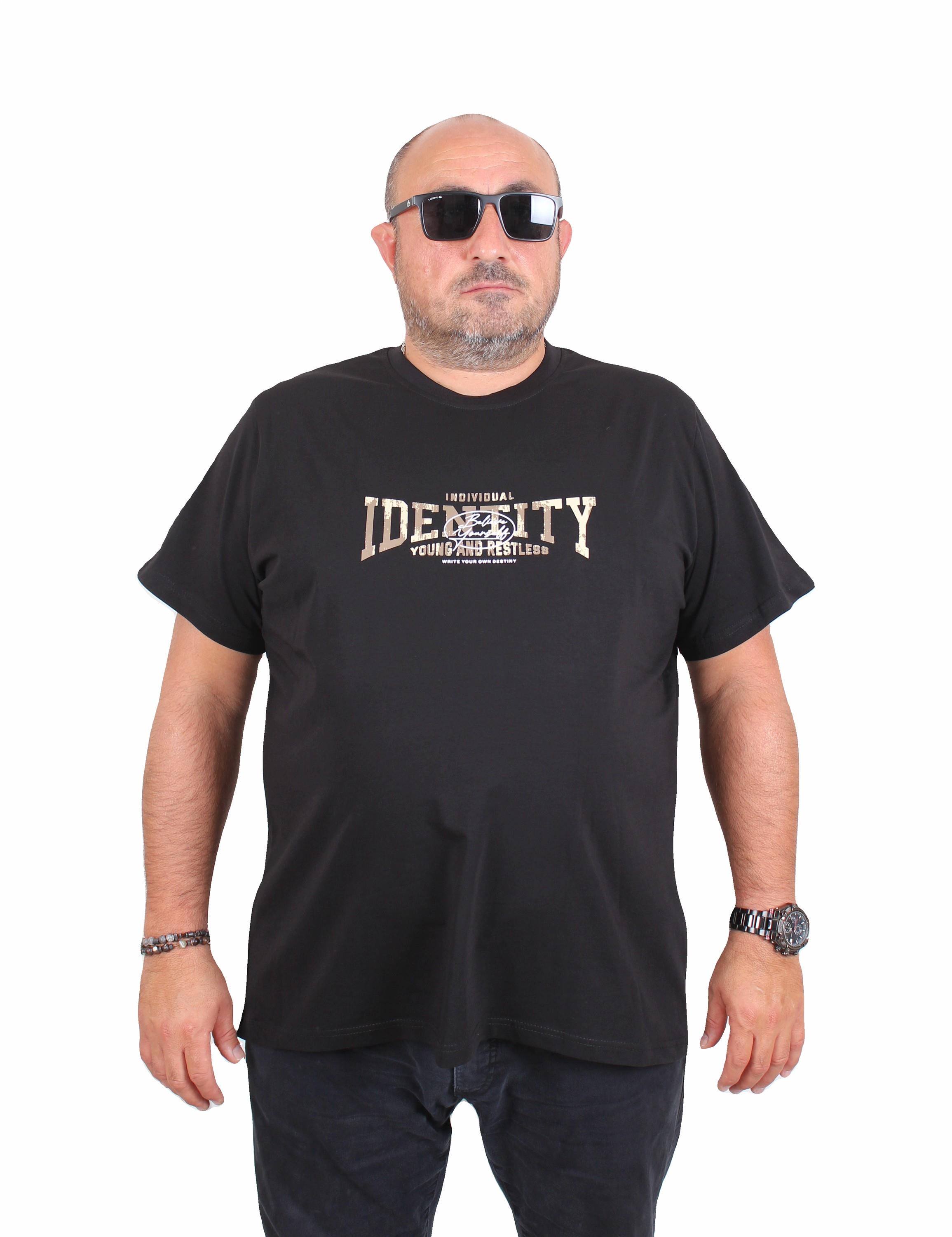 Starbattal Erkek Büyük Beden Sıfır Yaka Tişört Identity 25189 SIYAH