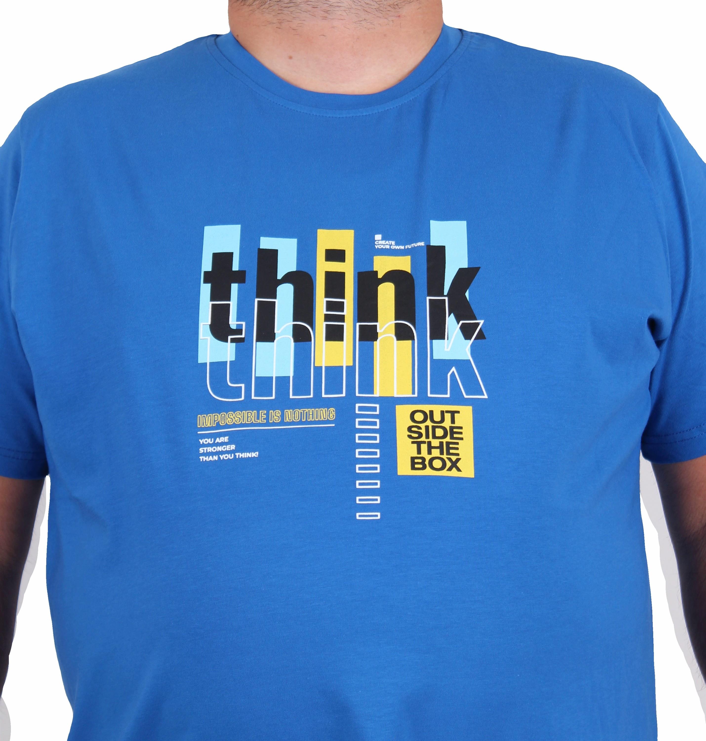 Starbattal Erkek Büyük Beden Sıfır Yaka Tişört Think 25184 SAKS