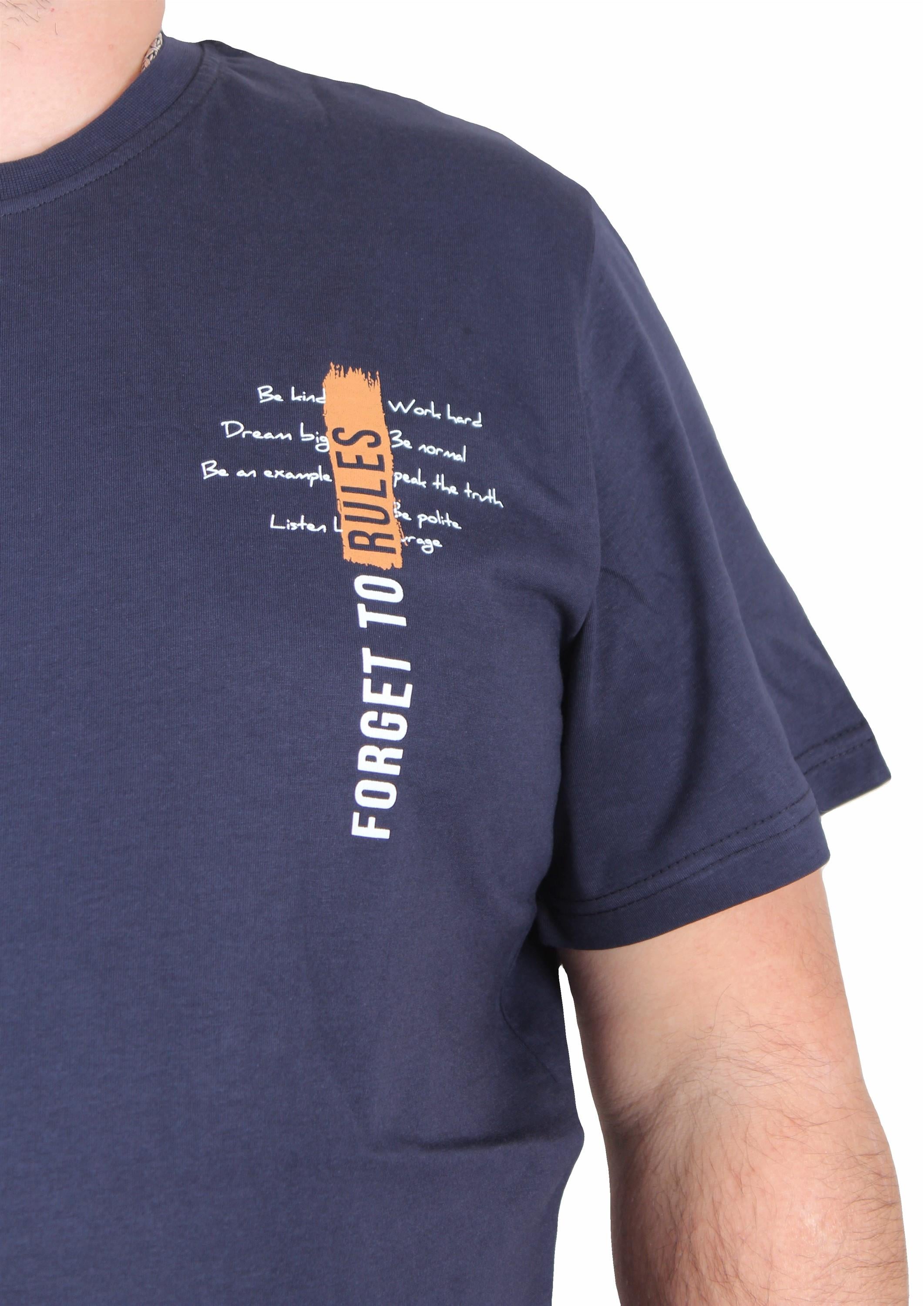 Starbattal Erkek Büyük Beden Sıfır Yaka Tişört Forget To Rules 25156 LACIVERT