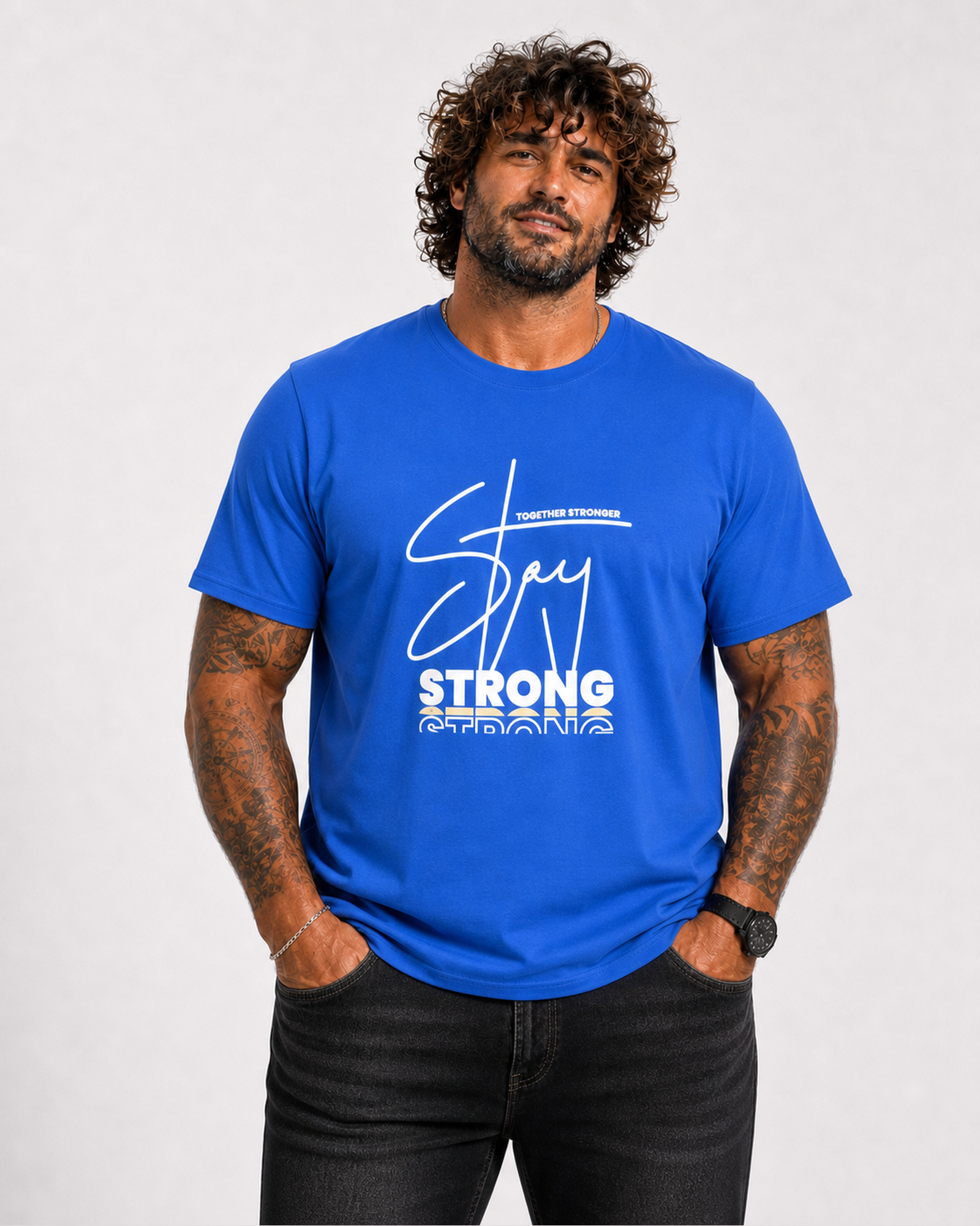 Starbattal Erkek Büyük Beden Sıfır Yaka Tişört Strong 26131 SAKS