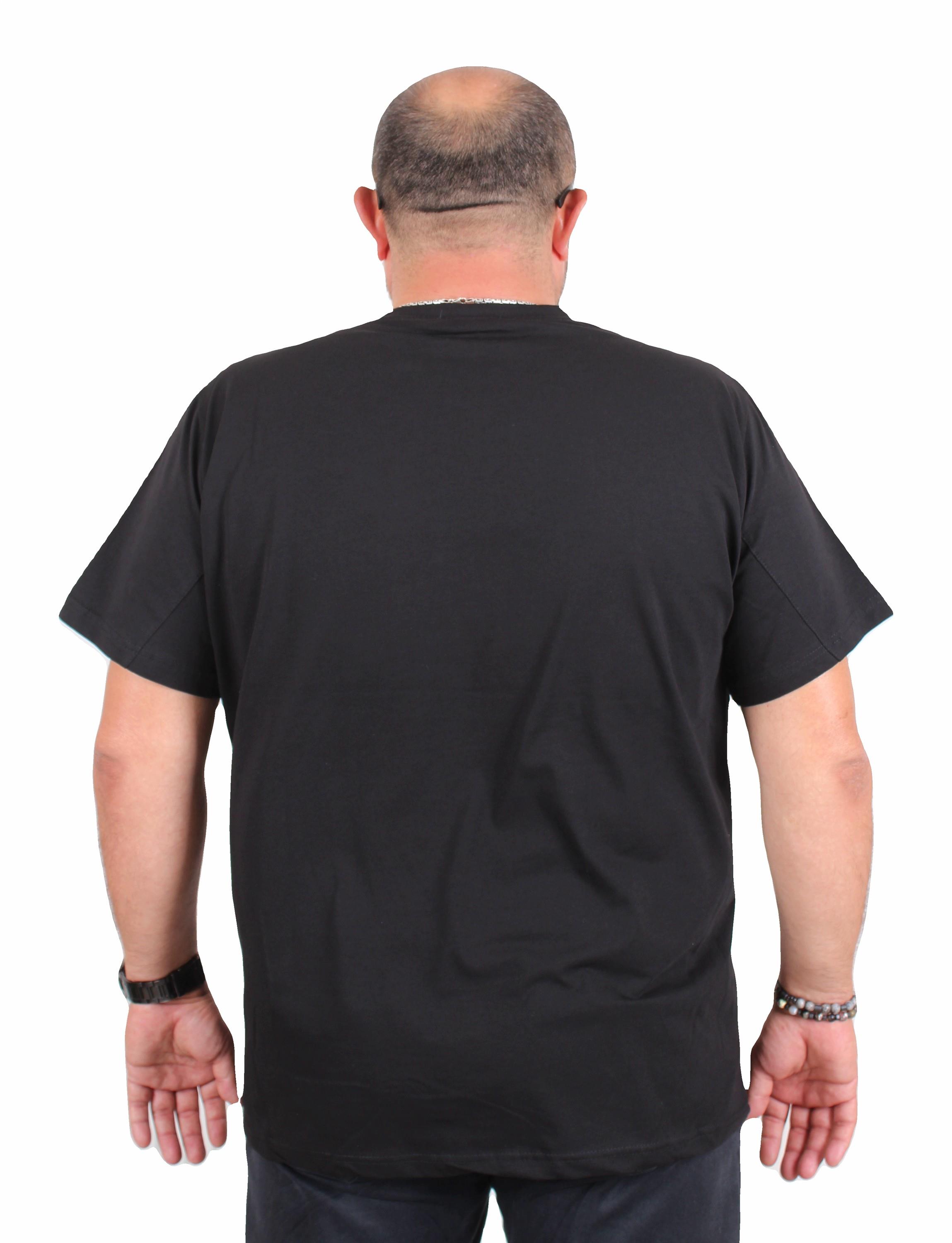 Starbattal Erkek Büyük Beden Sıfır Yaka Tişört Never Give Up 25182 SIYAH