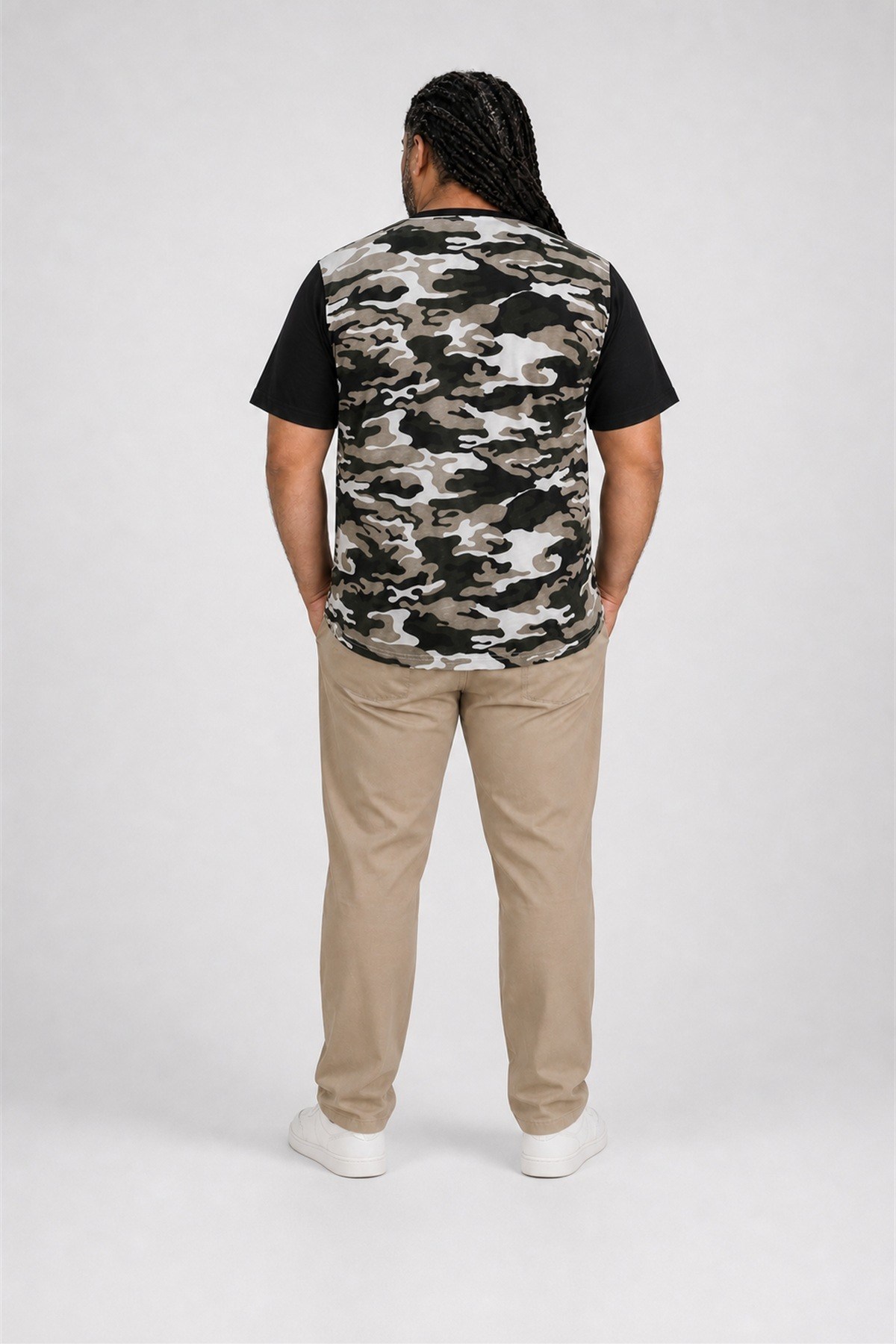 Starbattal Büyük Beden Shoulder Line Camouflage Erkek Tişört 23147 HAKI