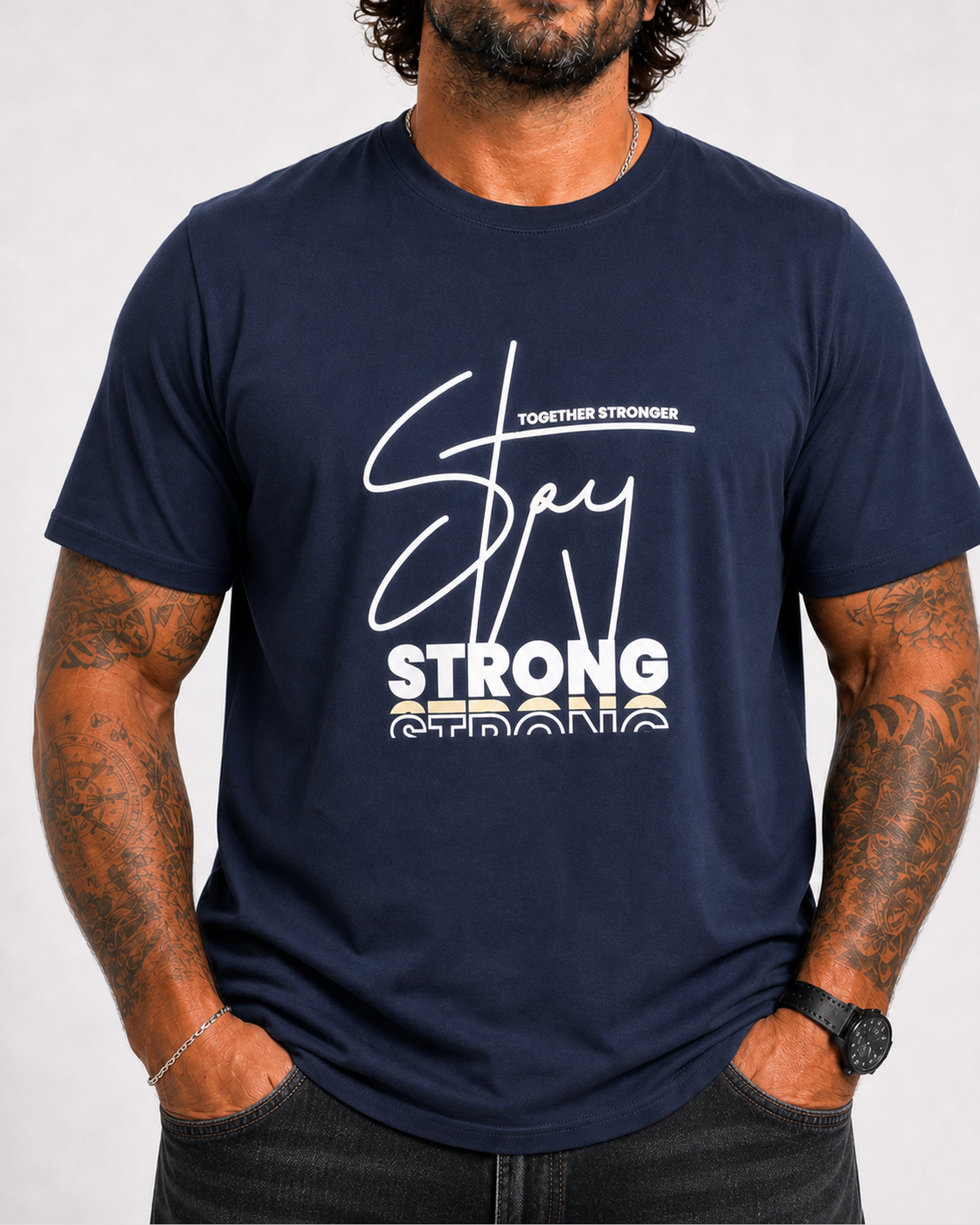 Starbattal Erkek Büyük Beden Sıfır Yaka Tişört Strong 26131 LACIVERT