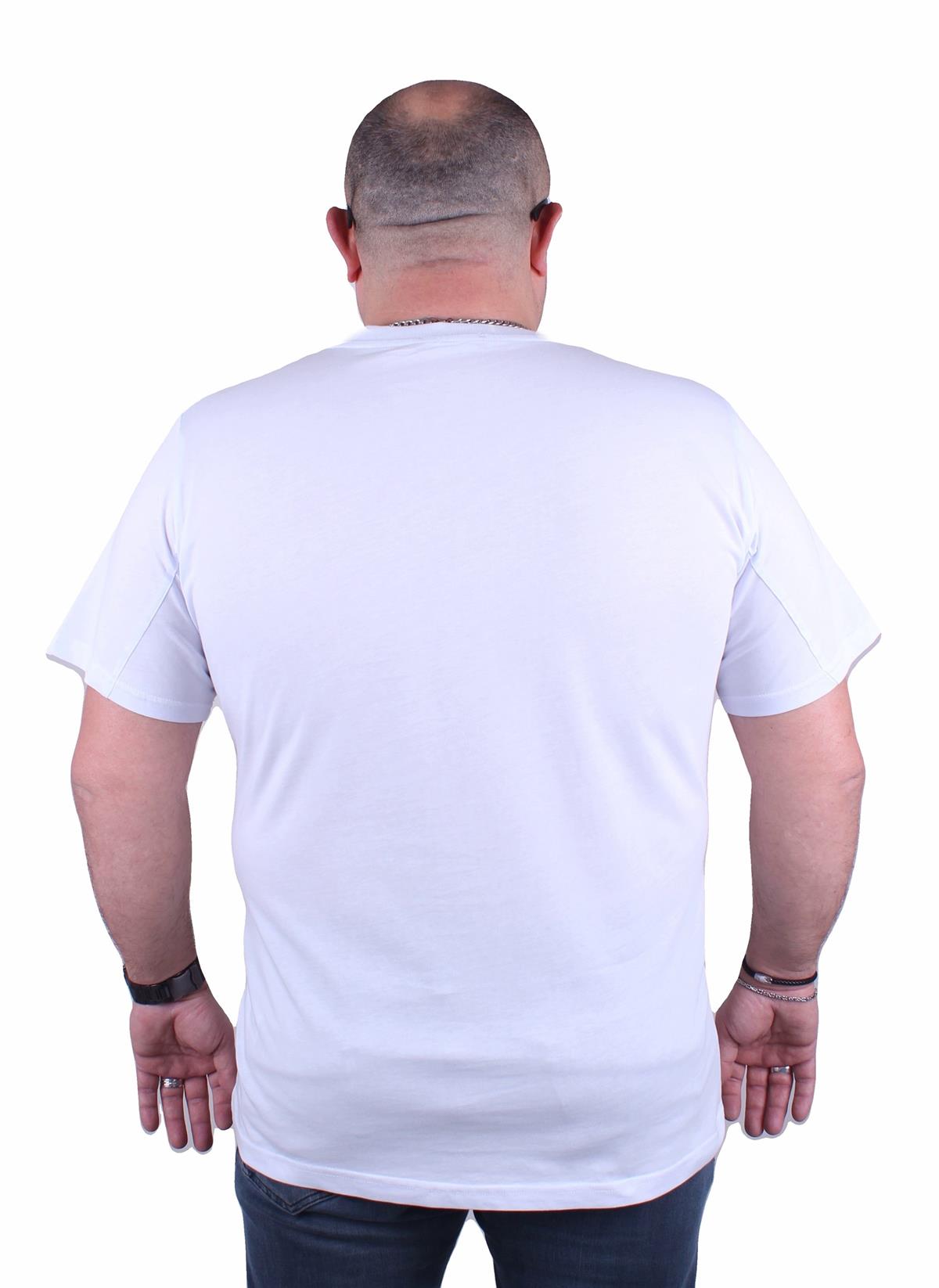 Erkek Büyük Beden Sıfır Yaka Tişört 23168 BEYAZ
