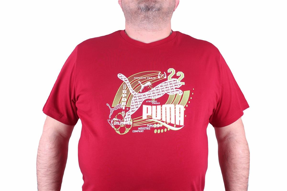 Erkek Büyük Beden PM Tişört 23163 BORDO