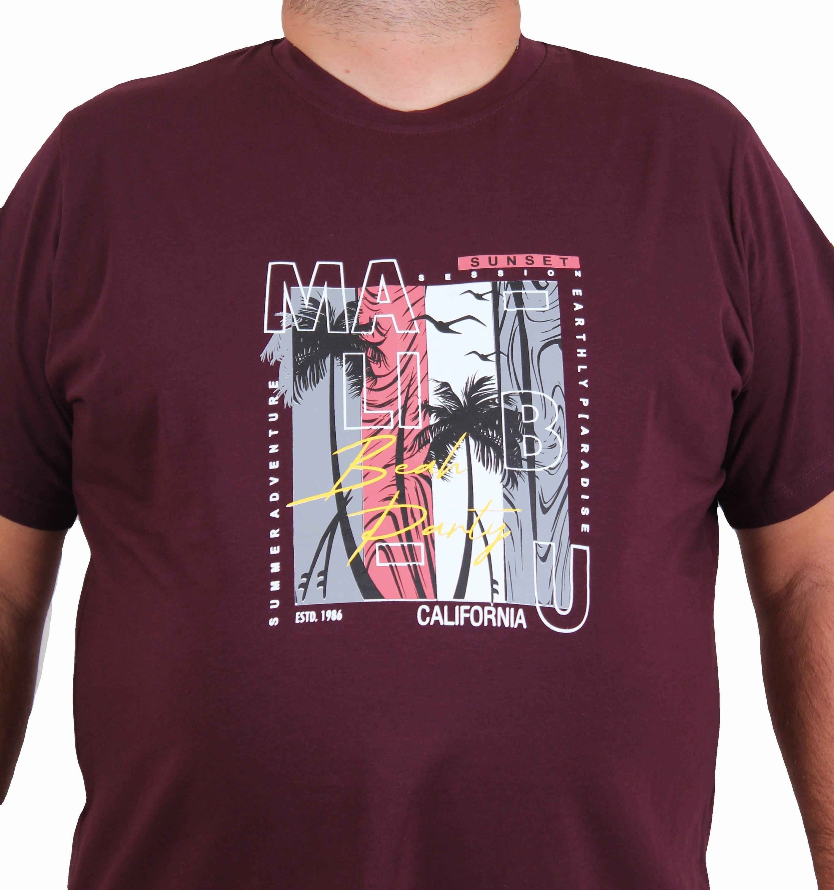 Starbattal Erkek Büyük Beden Sıfır Yaka Tişört Beach Party 25191 MURDUM