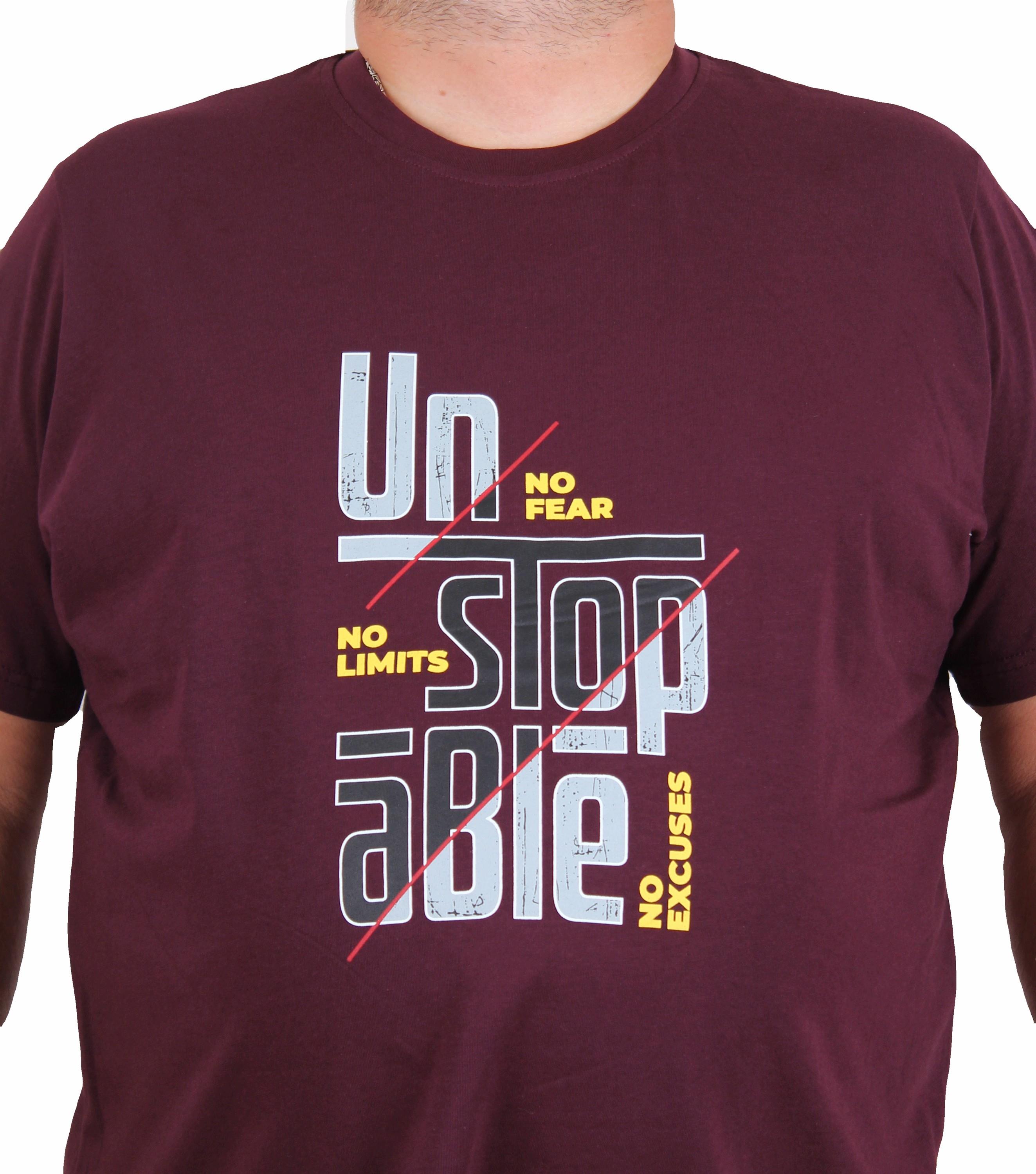 Starbattal Erkek Büyük Beden Sıfır Yaka Tişört Un Stop Able 25181 MURDUM