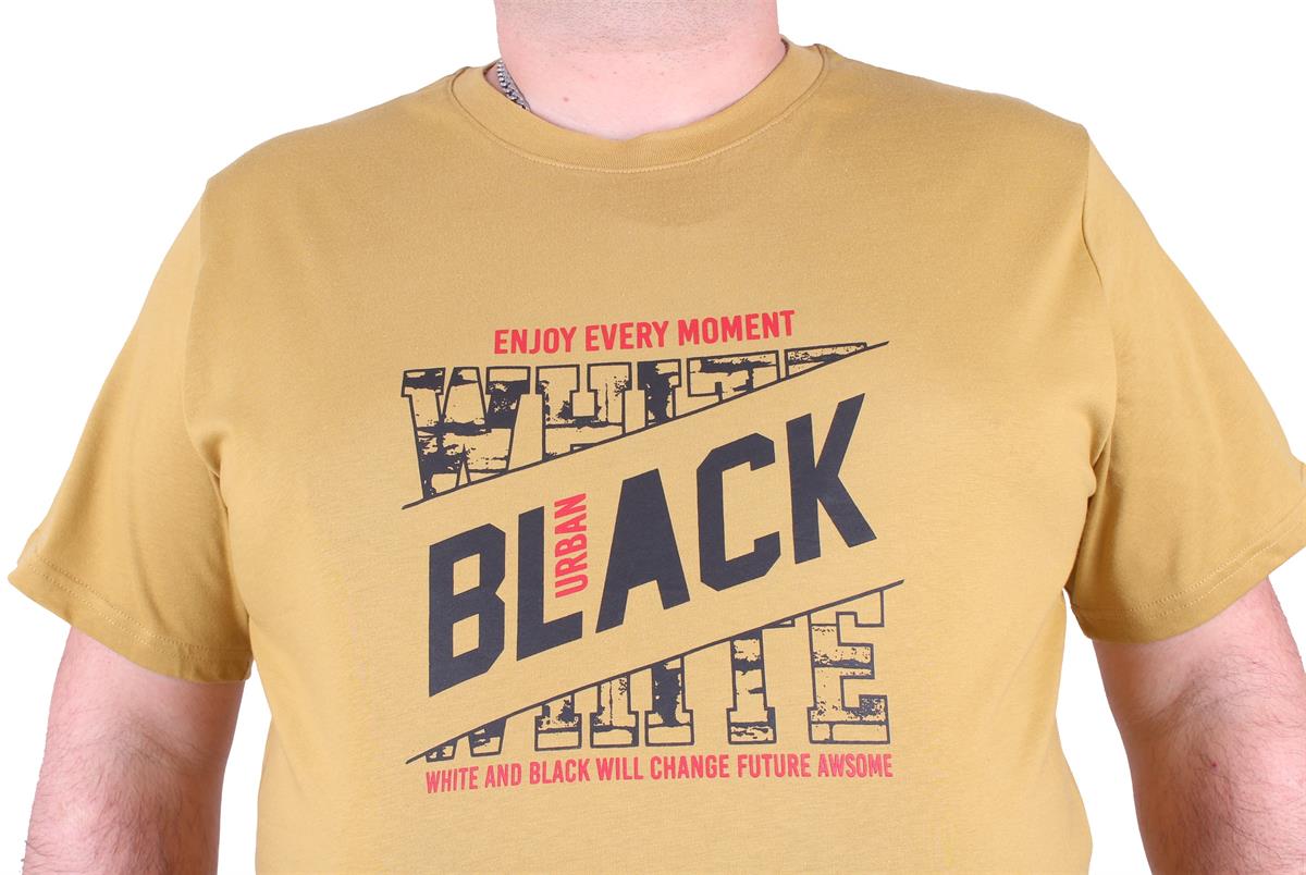 Starbattal Büyük Beden Erkek Baskılı Tişört Black 23127 Limon