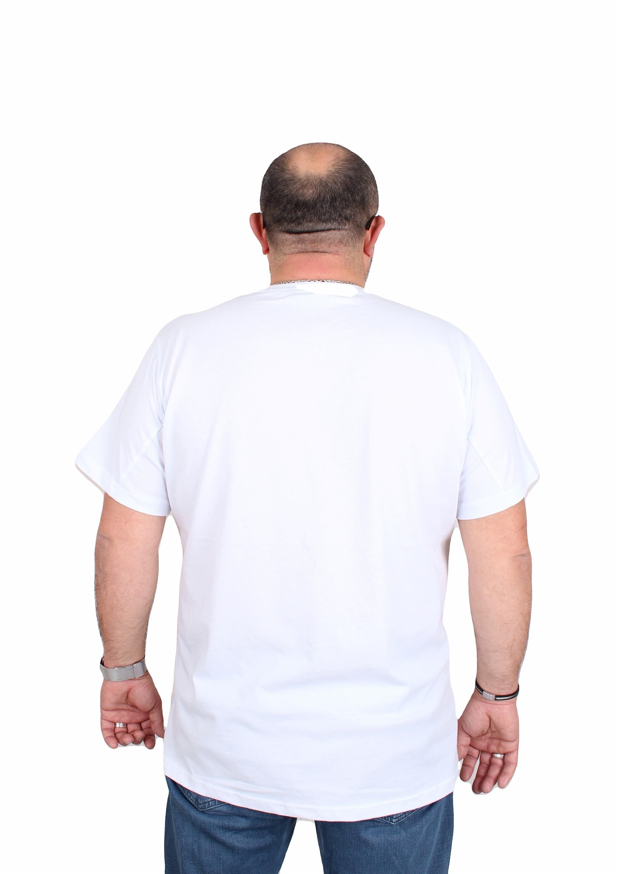 Starbattal Erkek Büyük Beden Sıfır Yaka Tişört Forget To Rules 25156 BEYAZ