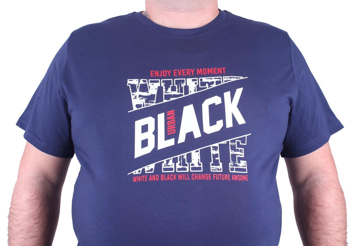 Starbattal Büyük Beden Erkek Baskılı Tişört Black 23127 Marin