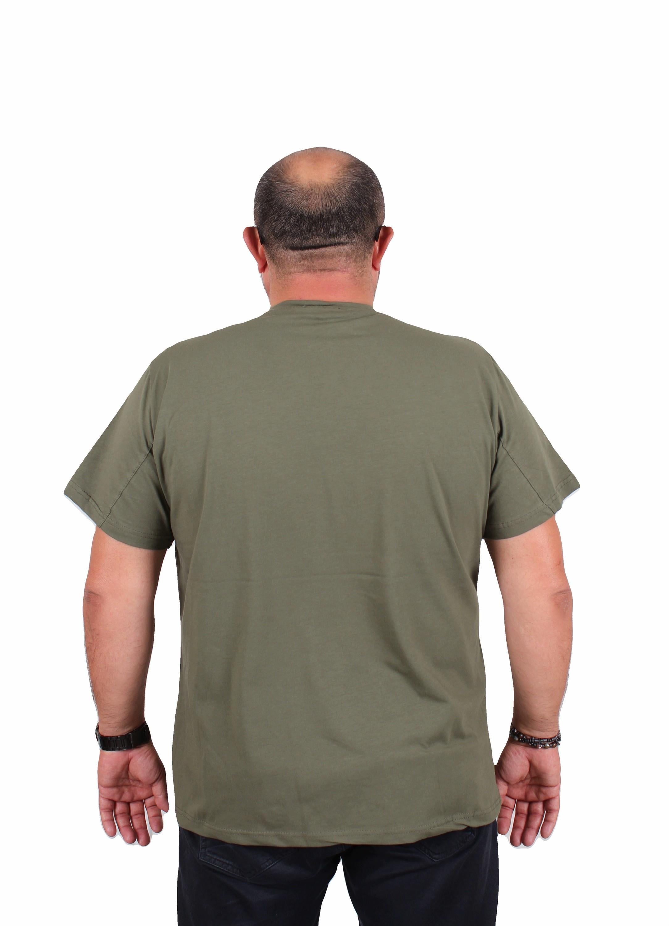 Starbattal Erkek Büyük Beden Sıfır Yaka Tişört Re-Born 25185 HAKI