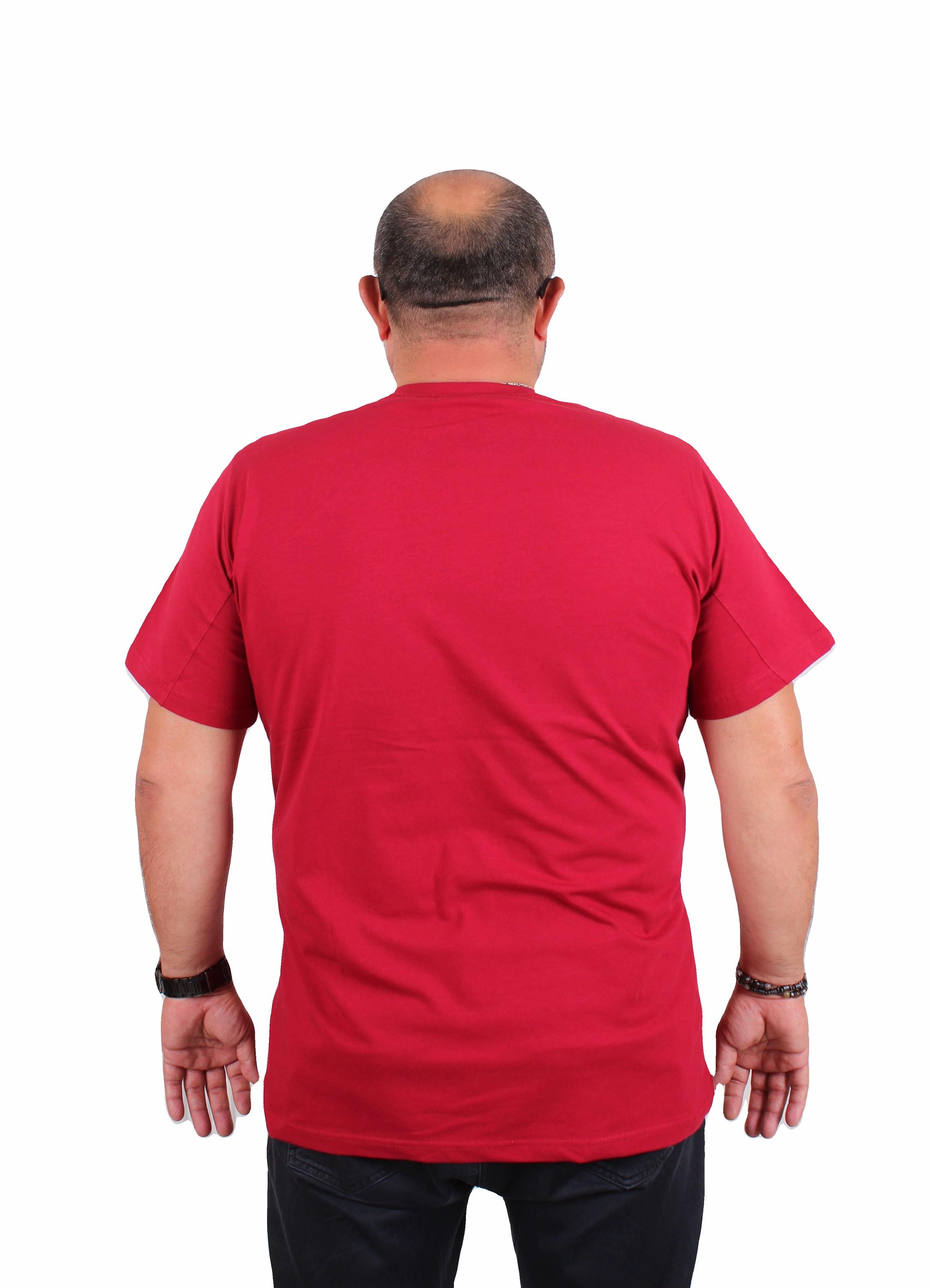 Starbattal Erkek Büyük Beden Sıfır Yaka Tişört Lets Do It 25186 BORDO