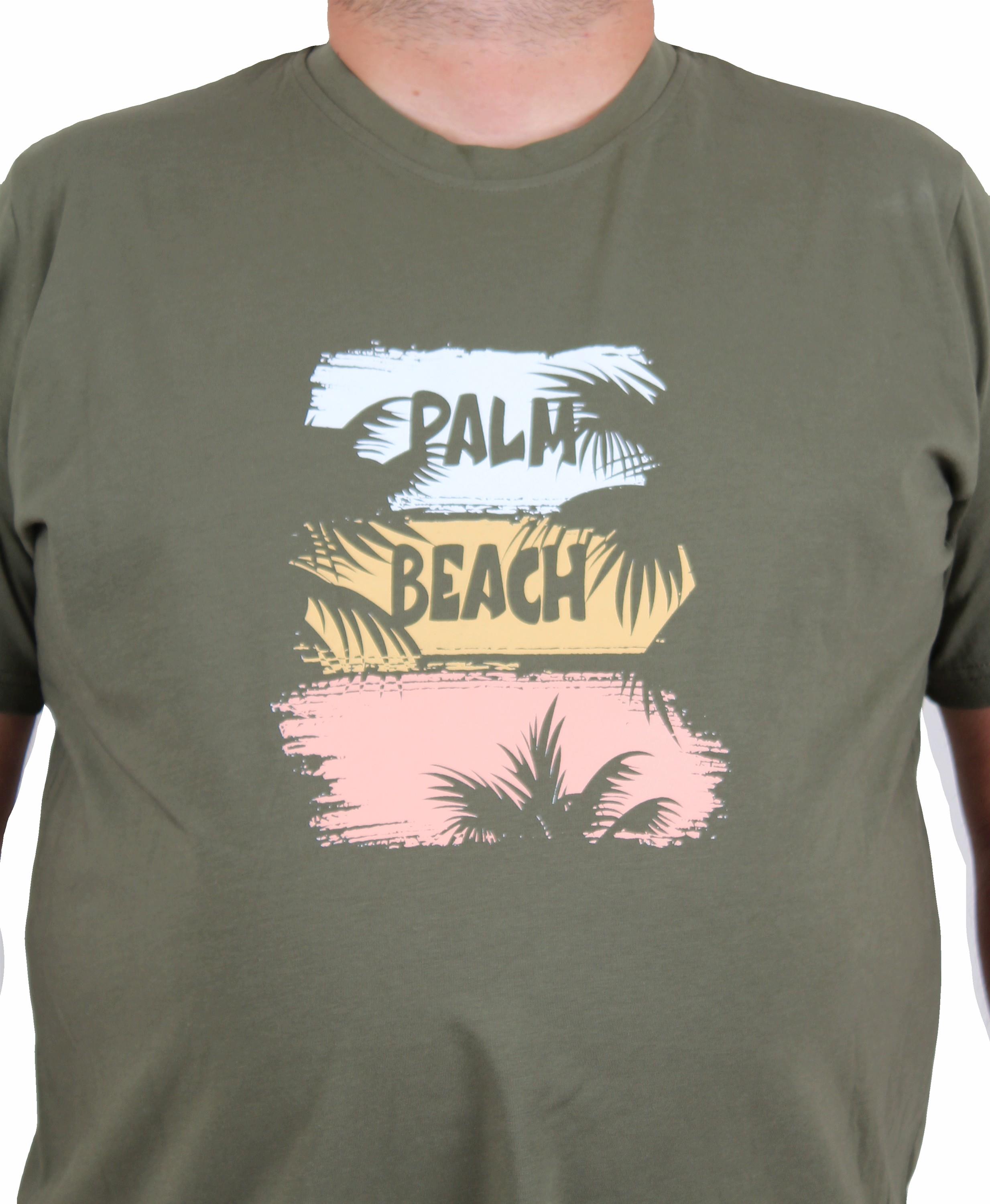 Starbattal Erkek Büyük Beden Sıfır Yaka Tişört Palm Beach 25188 HAKI