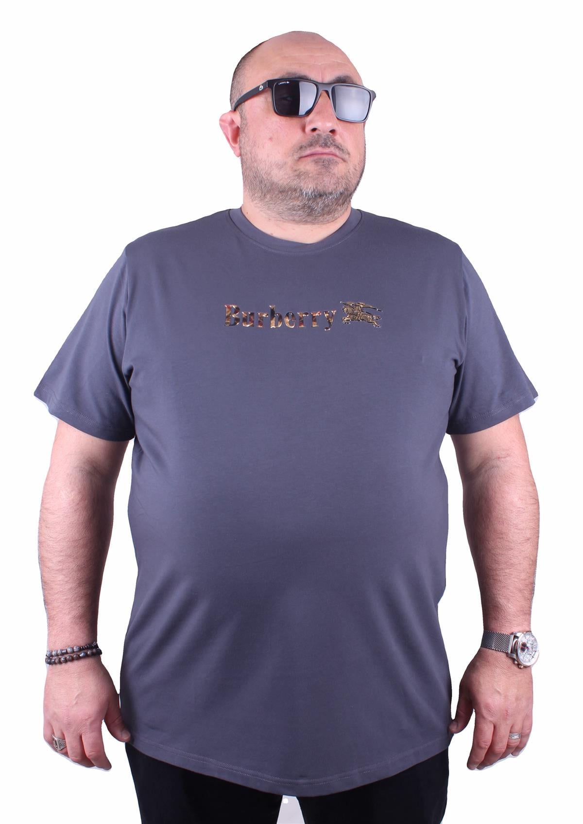 BURB Sıfır Yaka Tişört 23153 FUME
