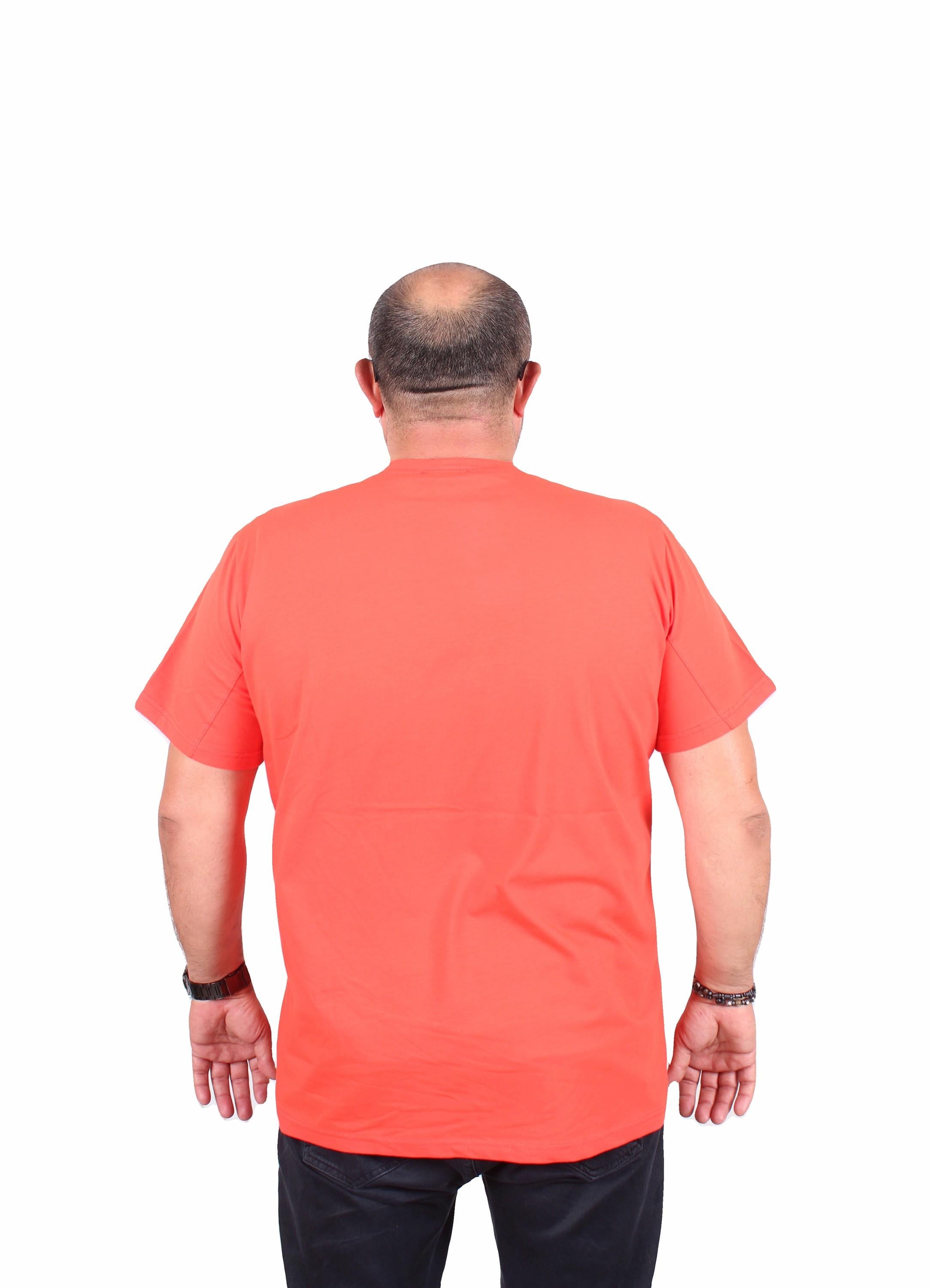 Starbattal Erkek Büyük Beden Sıfır Yaka Tişört Beach Party 25191 Nar Çiçeği