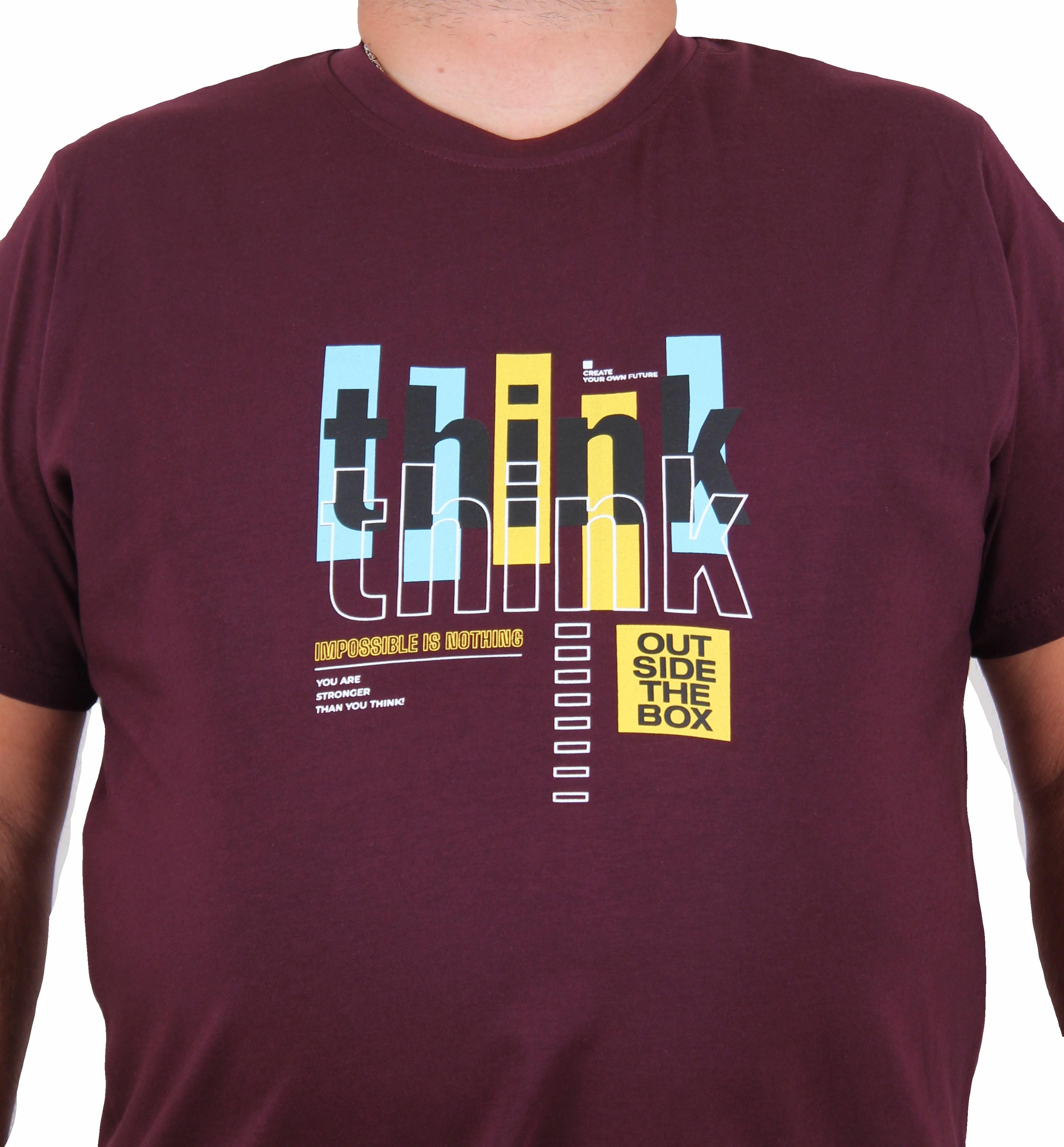 Starbattal Erkek Büyük Beden Sıfır Yaka Tişört Think 25184 MURDUM