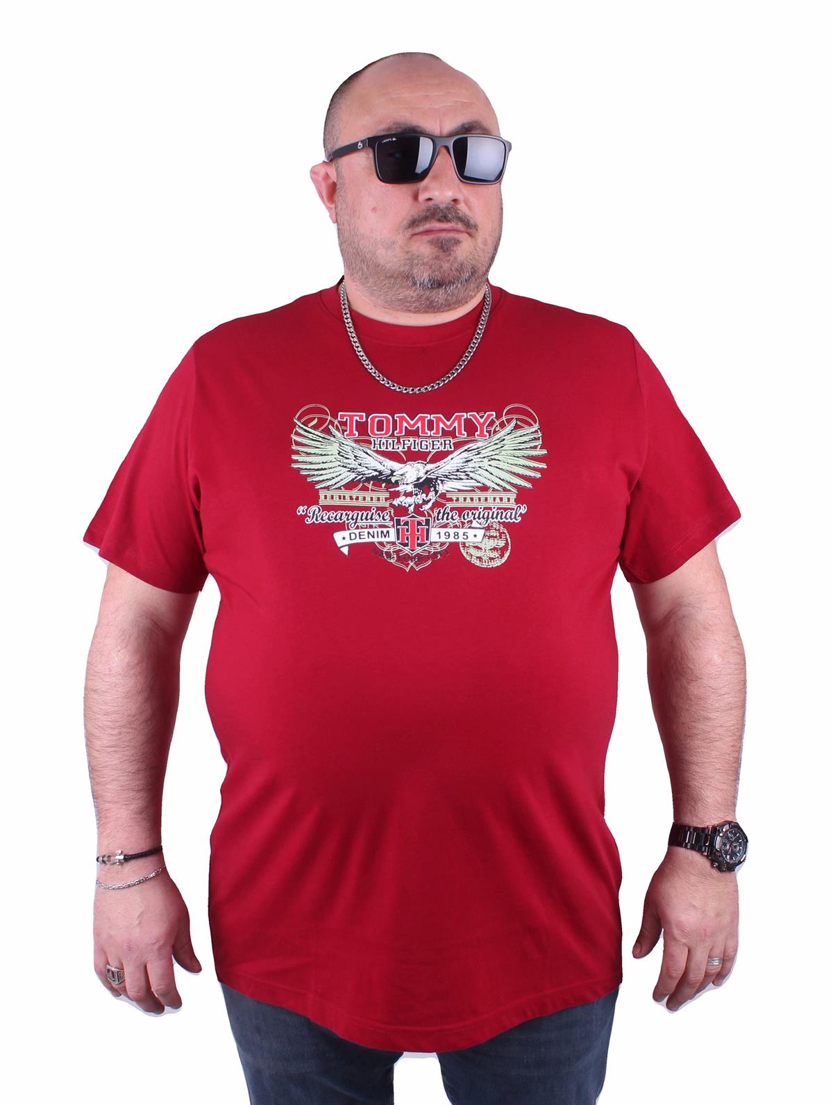 Erkek Büyük Beden TMY Tişört 23164 BORDO